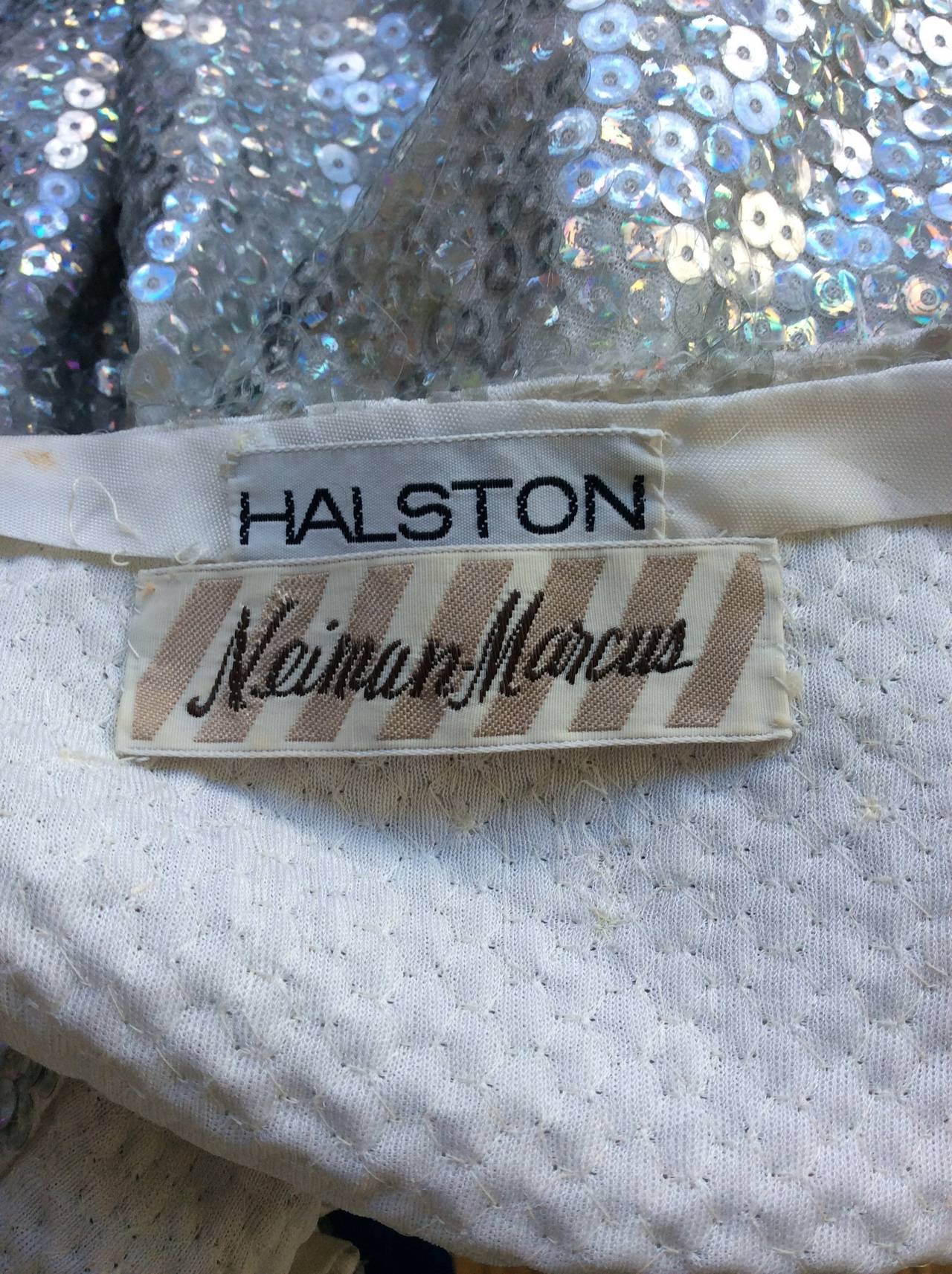 Vintage Halston 1970s Iridescent Sequin Mermaid Gown In Excellent Condition In San Diego, CA