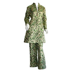 Vintage Celebrity Owned 1960s Ceil Chapman Metallic Brocade Dress Ensemble