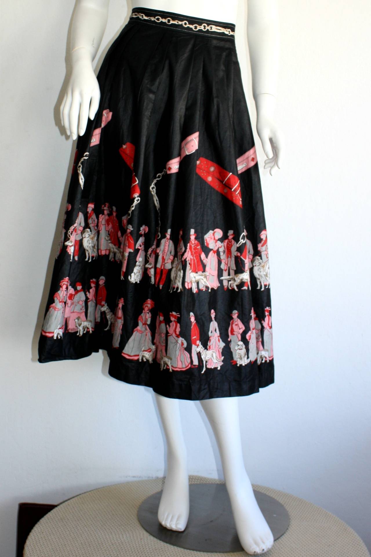 Beautiful 1950s Vintage Full Circle Skirt w/ Novelty Victorian Print at ...