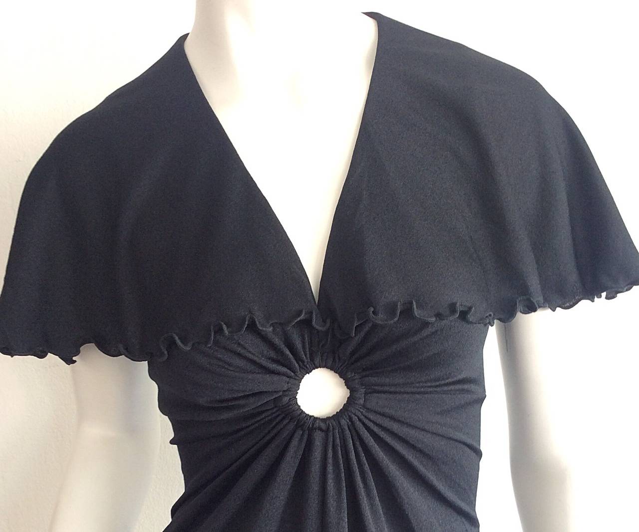 Women's Incredible 1970s Vintage Giorgio Sant Angelo Black Jersey Keyhole Dress