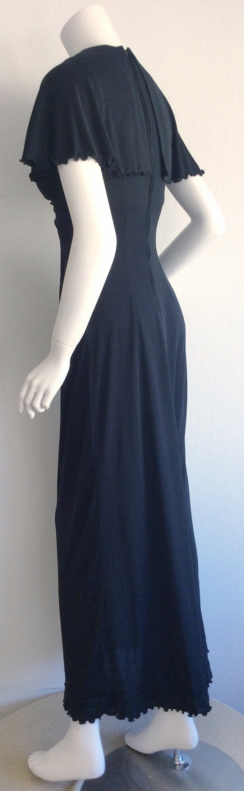 Incredible 1970s Vintage Giorgio Sant Angelo Black Jersey Keyhole Dress 1