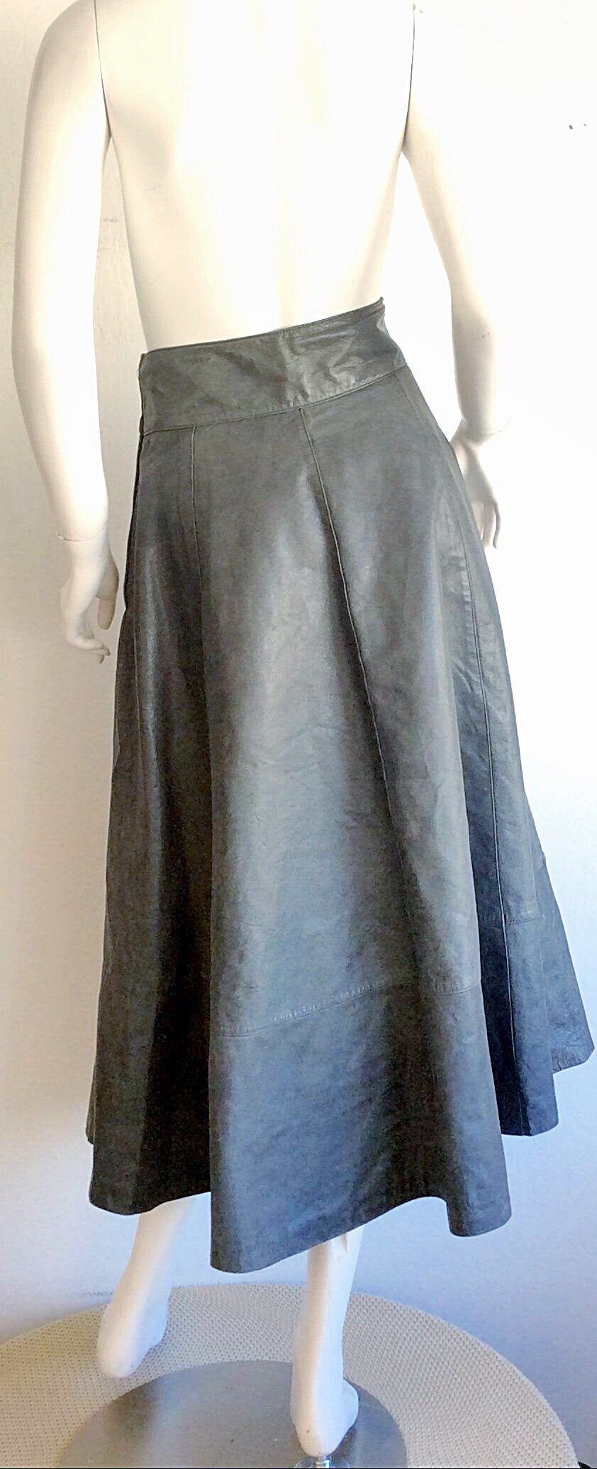 grey leather skirt