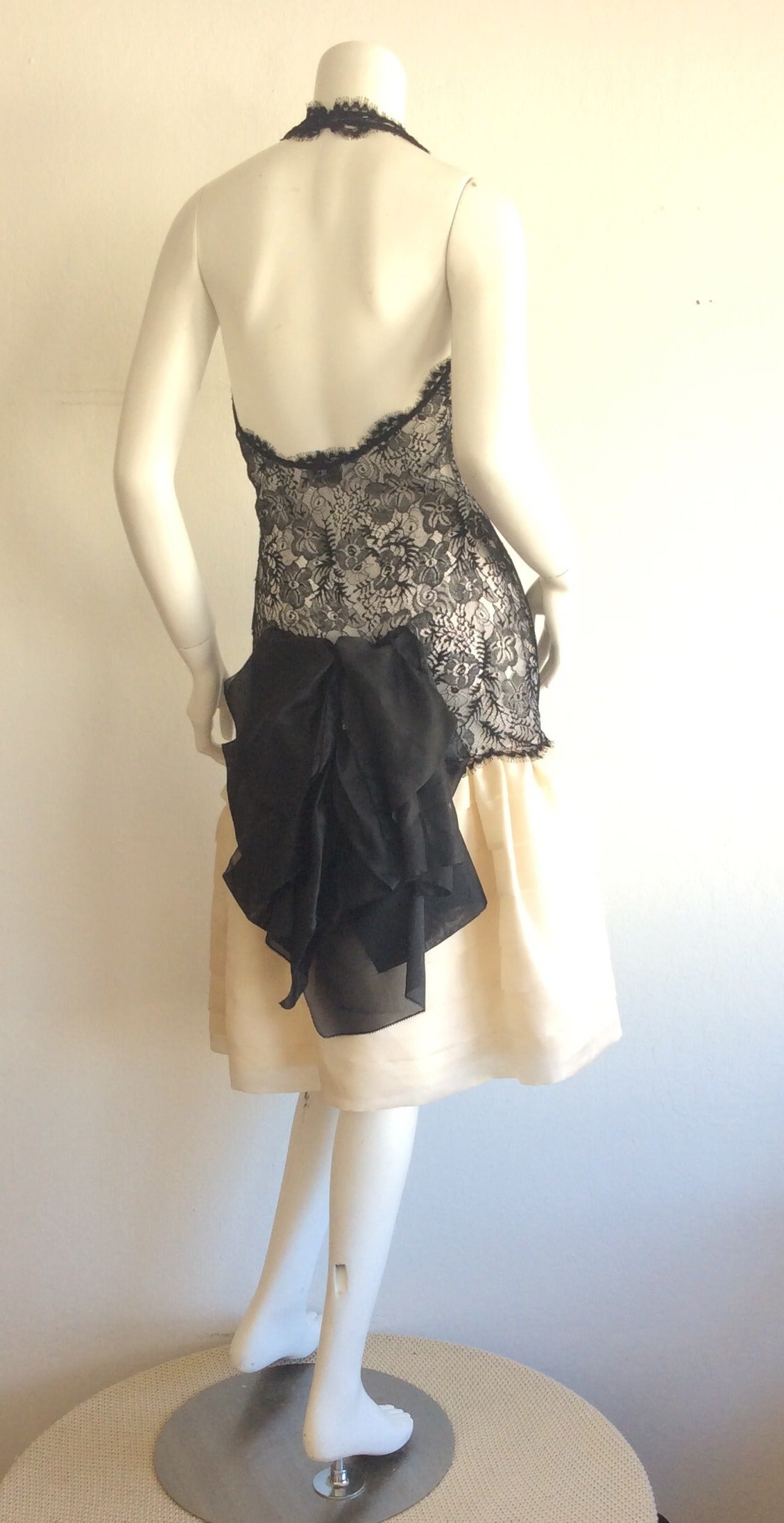 Gray Beautiful Vintage Mary McFadden Couture Numbered French Lace Dress For Sale