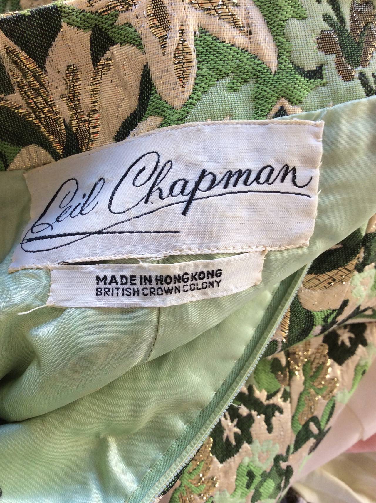 Celebrity Owned 1960s Ceil Chapman Metallic Brocade Dress Ensemble 4