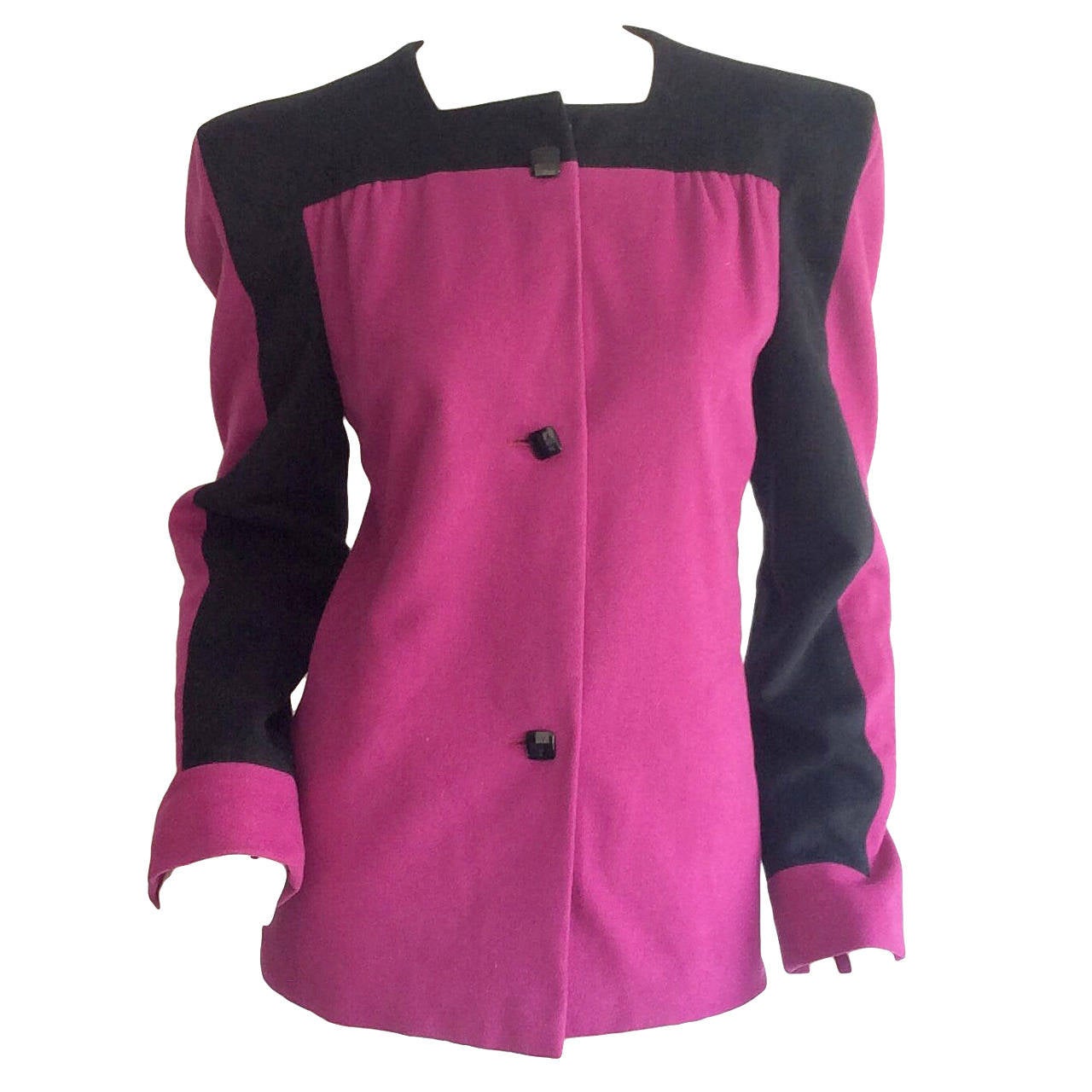 Vintage Carolina Herrera Pink & Black Color Block Jacket For Sale