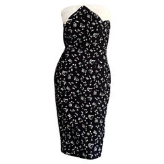 Iconic Vintage Patrick Kelly ' Music Notes ' Strapless Cotton Dress