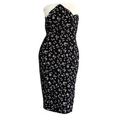 Iconic Vintage Patrick Kelly ' Music Notes ' Strapless Cotton Dress 11