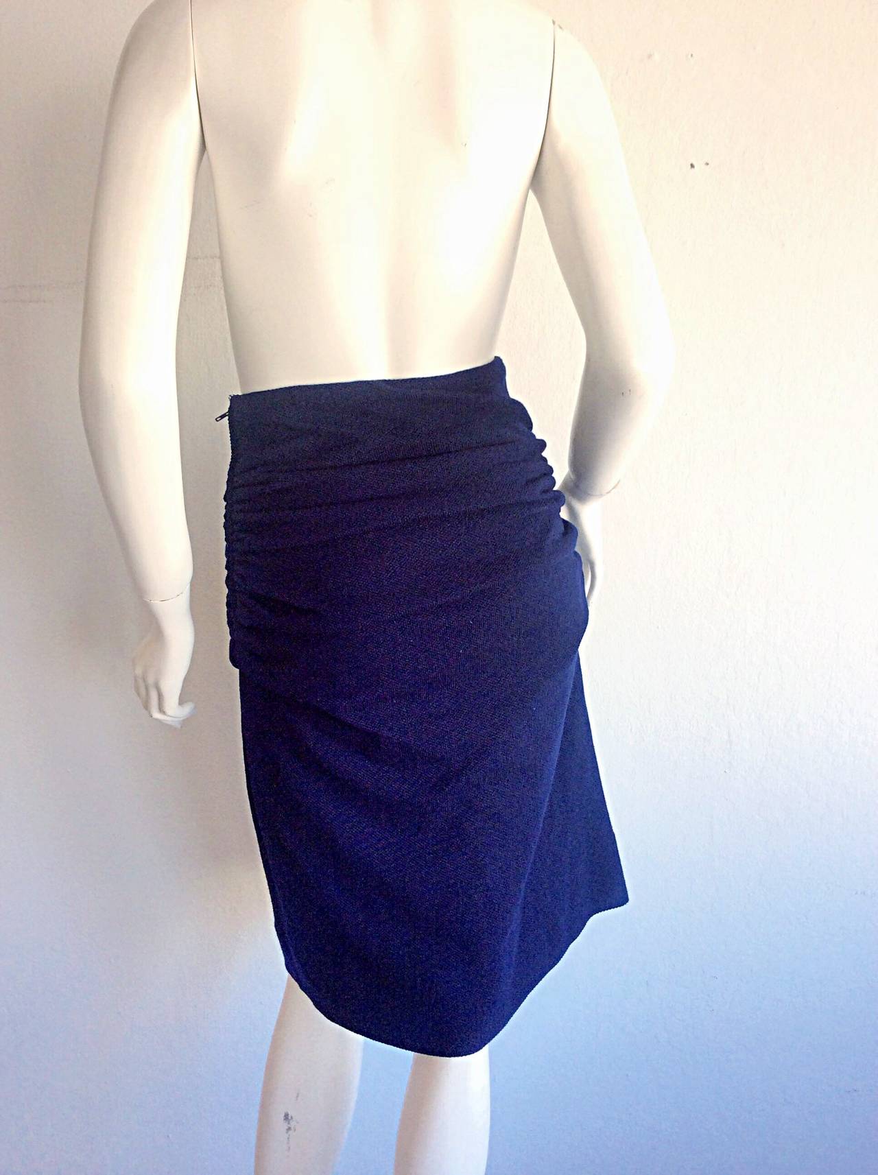 navy blue high waisted skirt