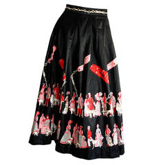 Beautiful 1950s Vintage Full Circle Skirt w/ Novelty Victorian Print