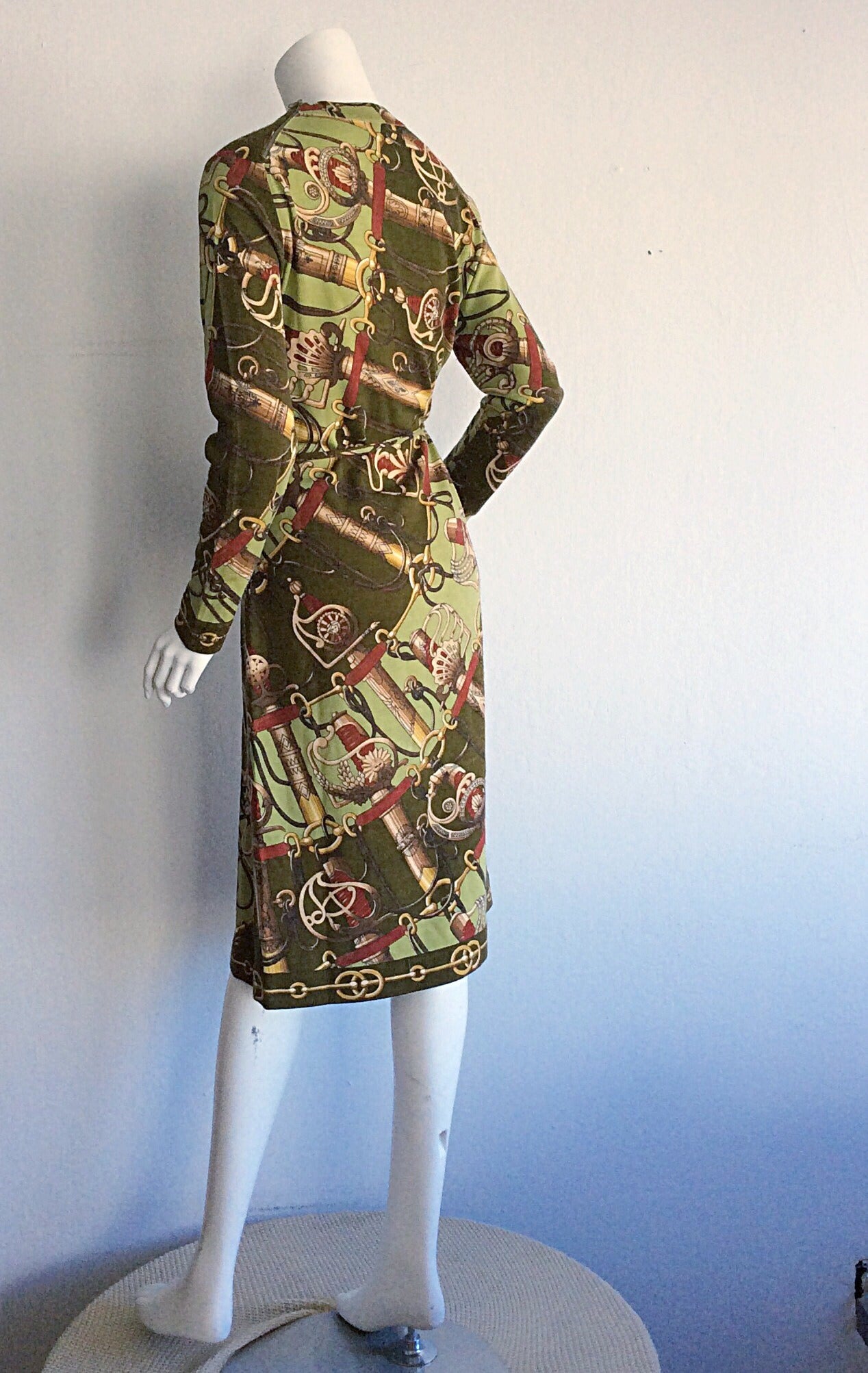 Incredible Vintage Hermes Sweater Dress & Belt In Excellent Condition In San Diego, CA