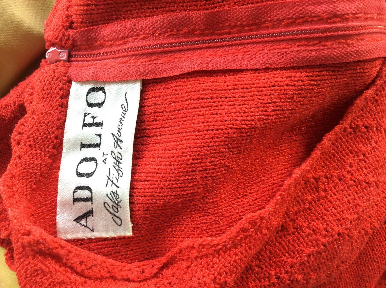 1960s Vintage Adolfo for Saks 5th Ave. Knit 60s Dress Lipstick Red For Sale 2