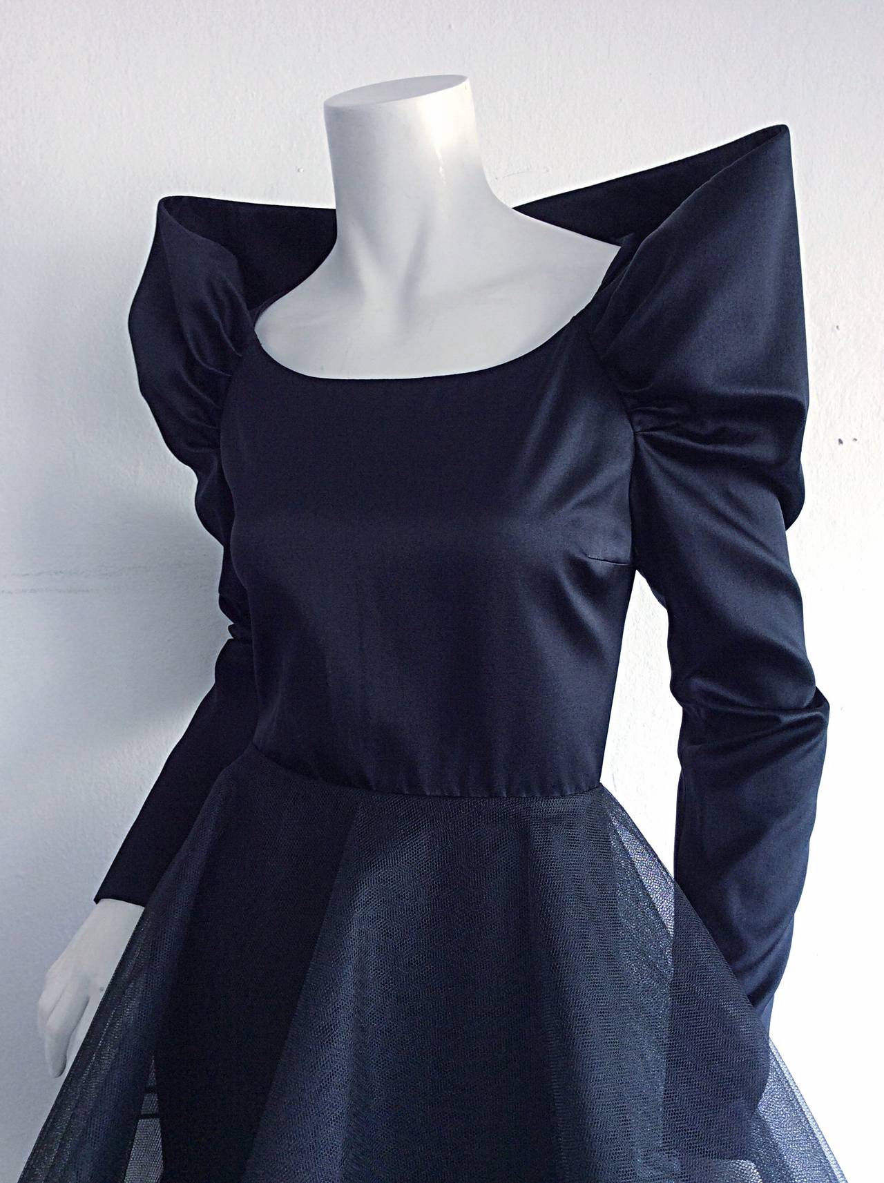 Women's Incredible Vintage Nina Ricci Couture Edwardian Styled Black Crinoline Dress
