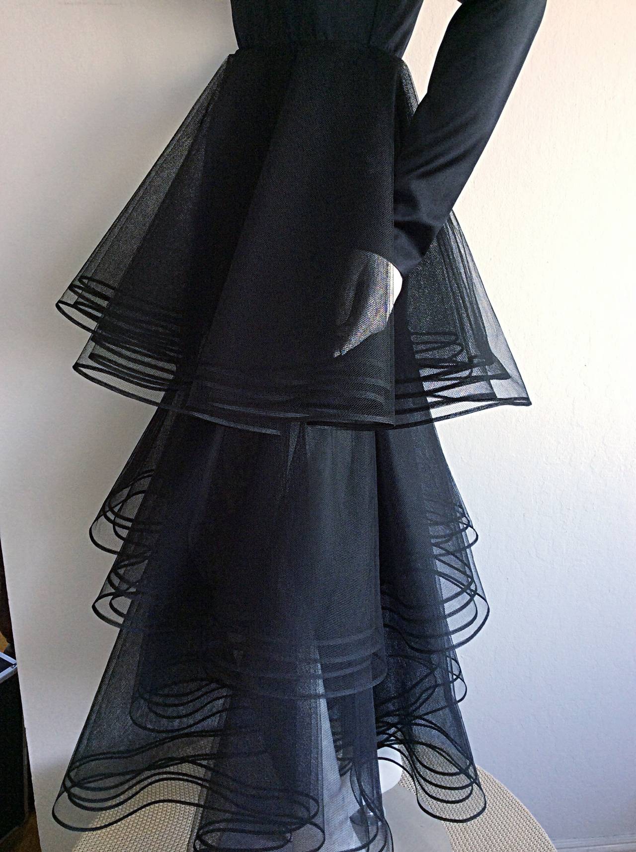 Incredible Vintage Nina Ricci Couture Edwardian Styled Black Crinoline Dress 1