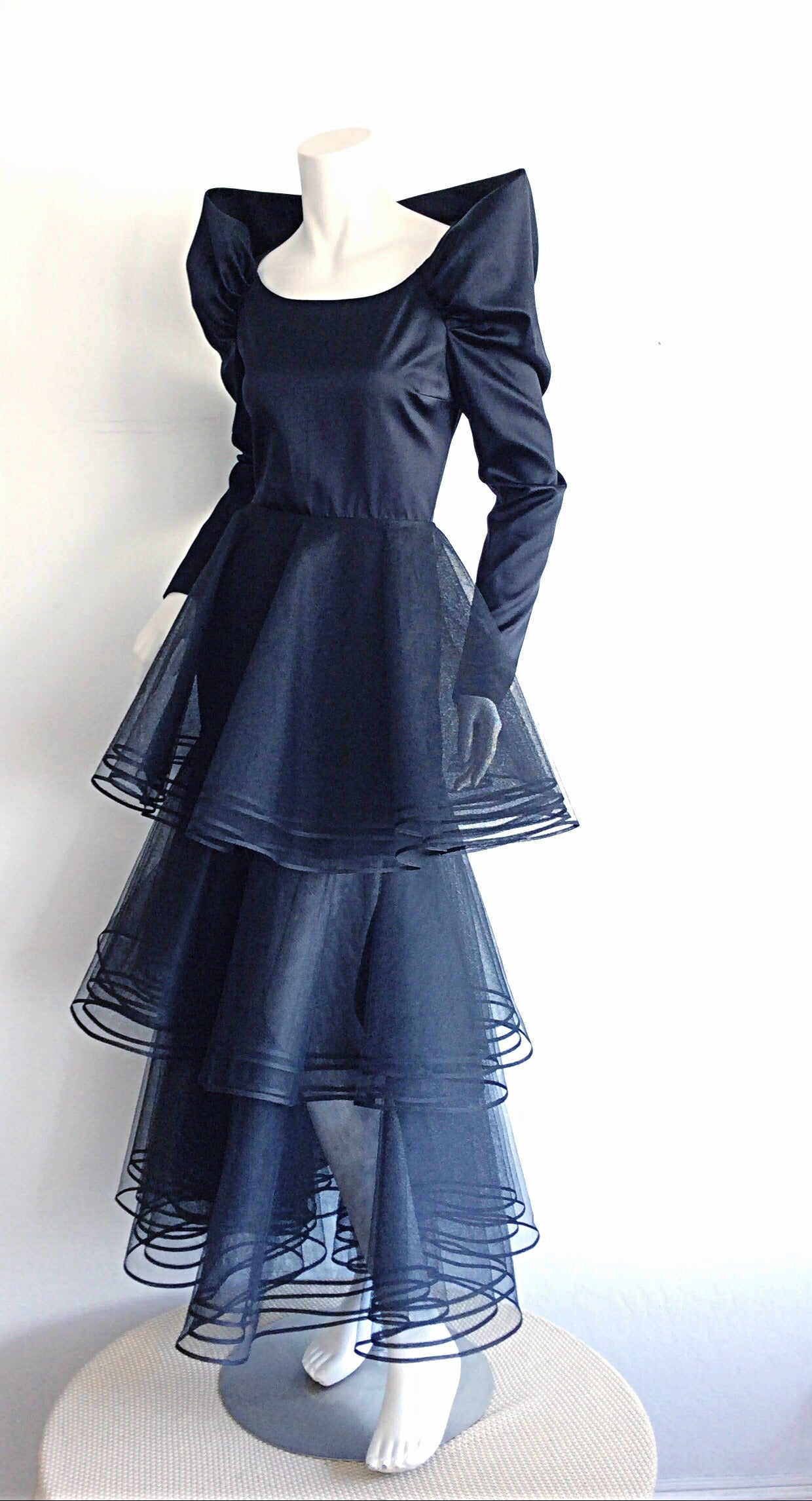 Incredible Vintage Nina Ricci Couture Edwardian Styled Black Crinoline Dress 2