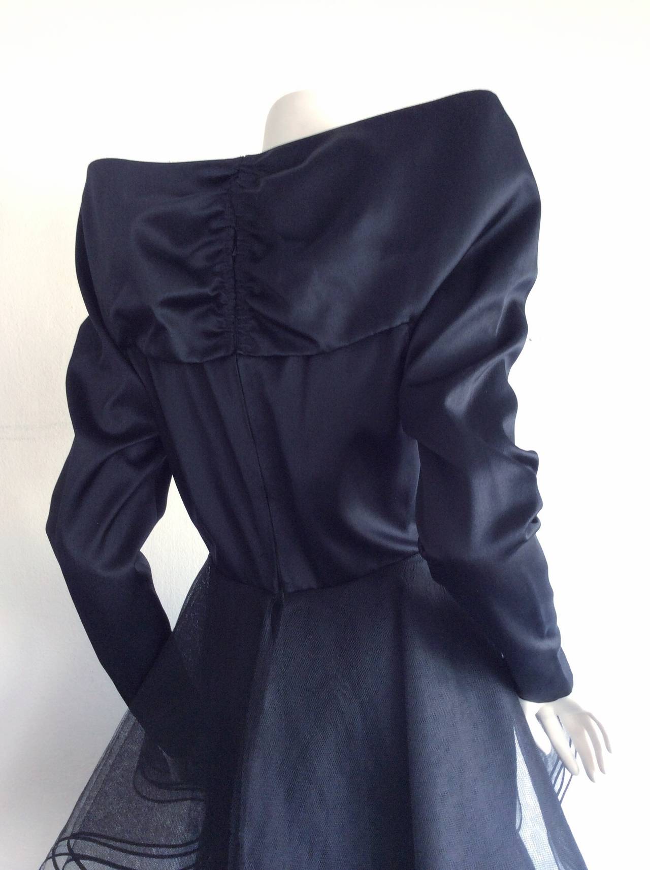 Incredible Vintage Nina Ricci Couture Edwardian Styled Black Crinoline Dress 3