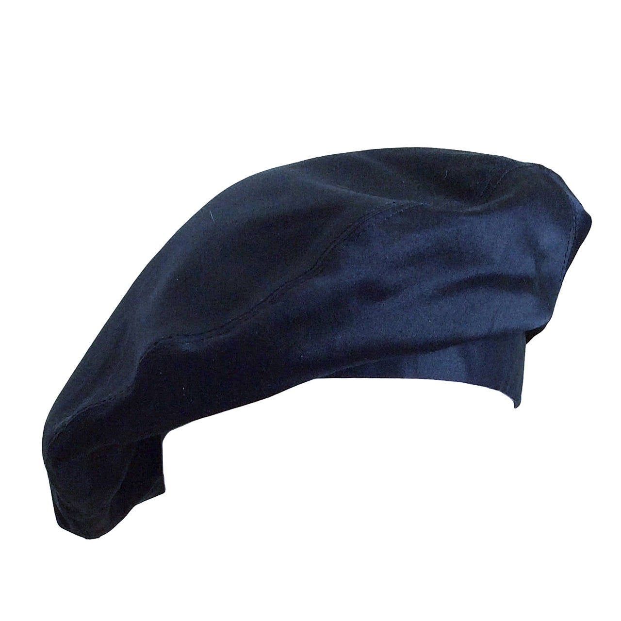 Beret Antique French c1900 wool black hat or cap medium size 