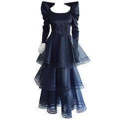 Incredible Vintage Nina Ricci Couture Edwardian Styled Black Crinoline Dress