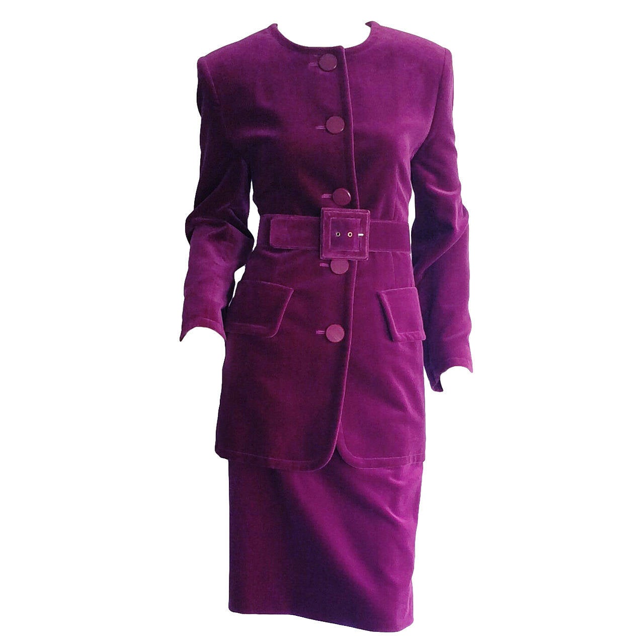 Alexander McQueen for Givenchy Couture Violet Belted Silk Velvet Skirt ...