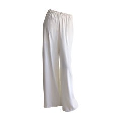 1990s Vintage Christian Lacroix Wide Leg White Palazzo Runway Trousers Brand New
