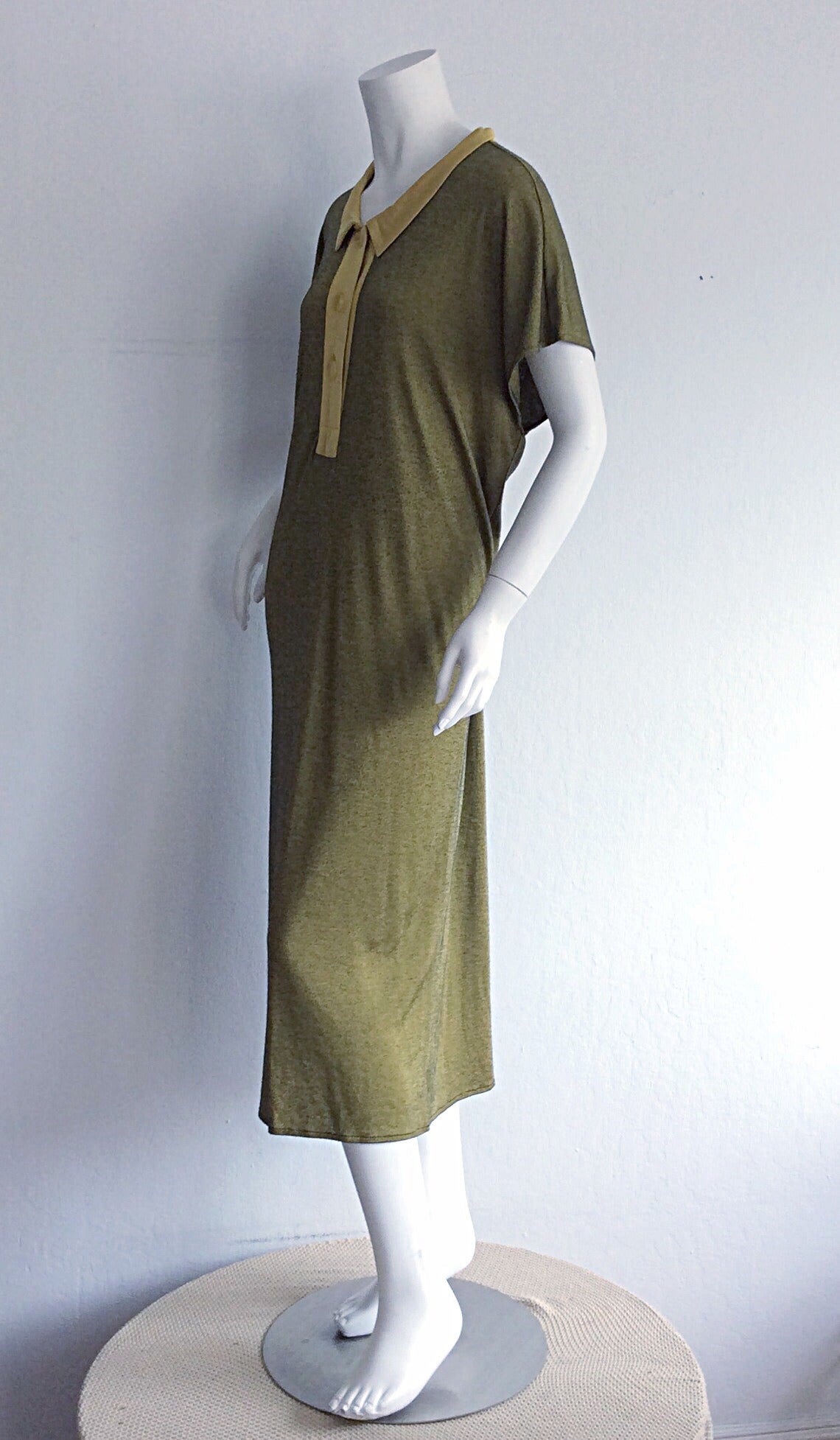 1960s Early Vintage Yves Saint Laurent Jersey Dress w/ Peter Pan Collar YSL In Excellent Condition In San Diego, CA