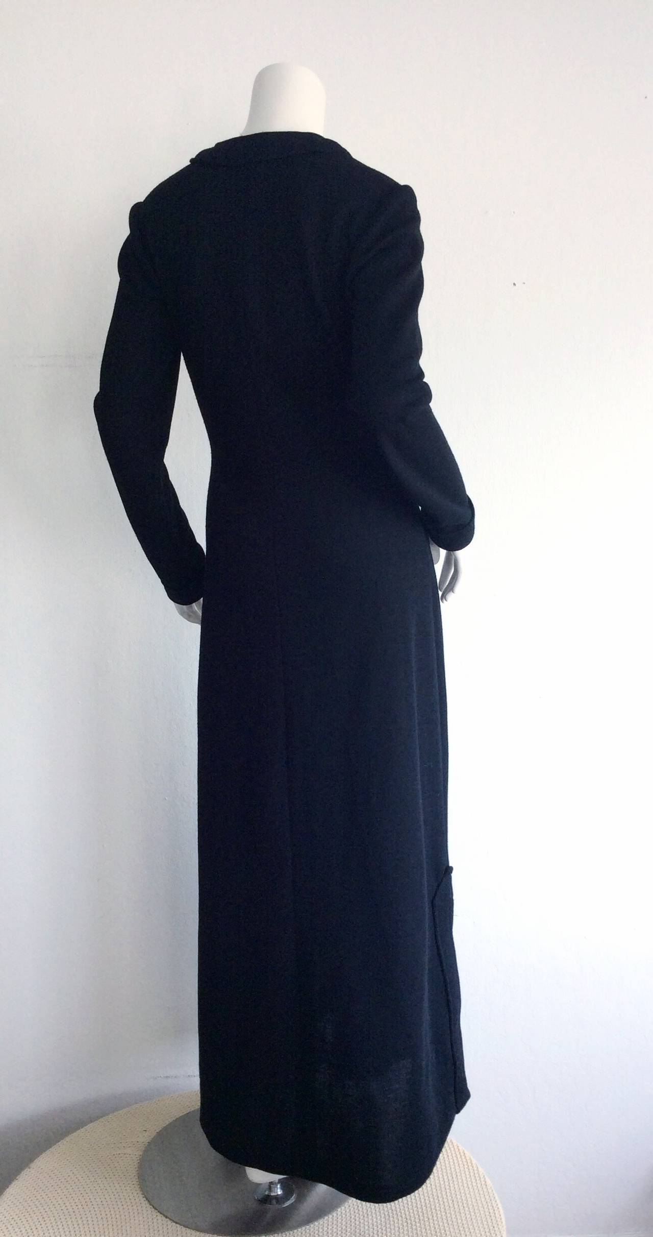 Women's Incredible Vintage Mary Quant for Bonwit Teller Black Wool Shirt Dress