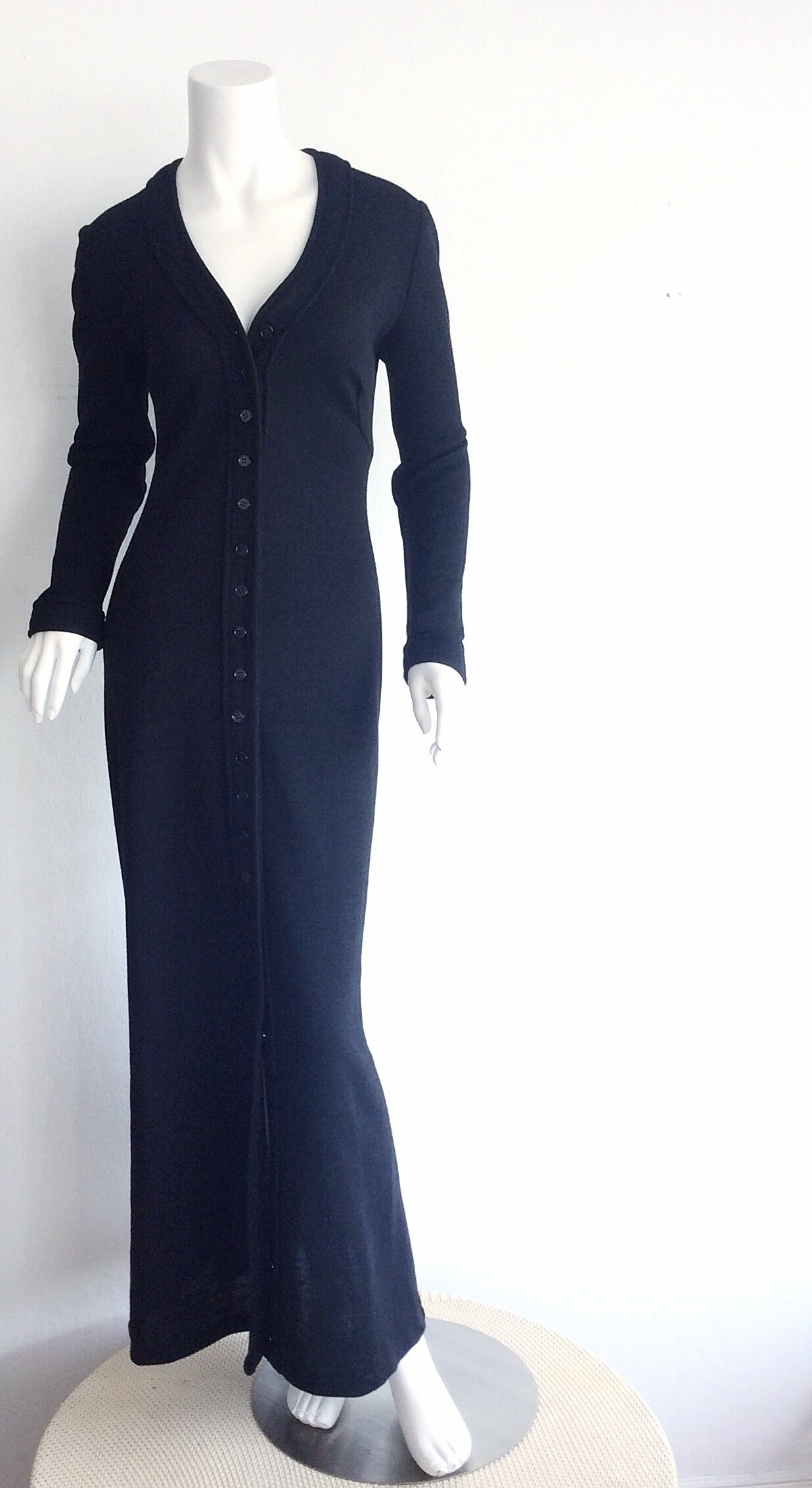 Incredible Vintage Mary Quant for Bonwit Teller Black Wool Shirt Dress 1