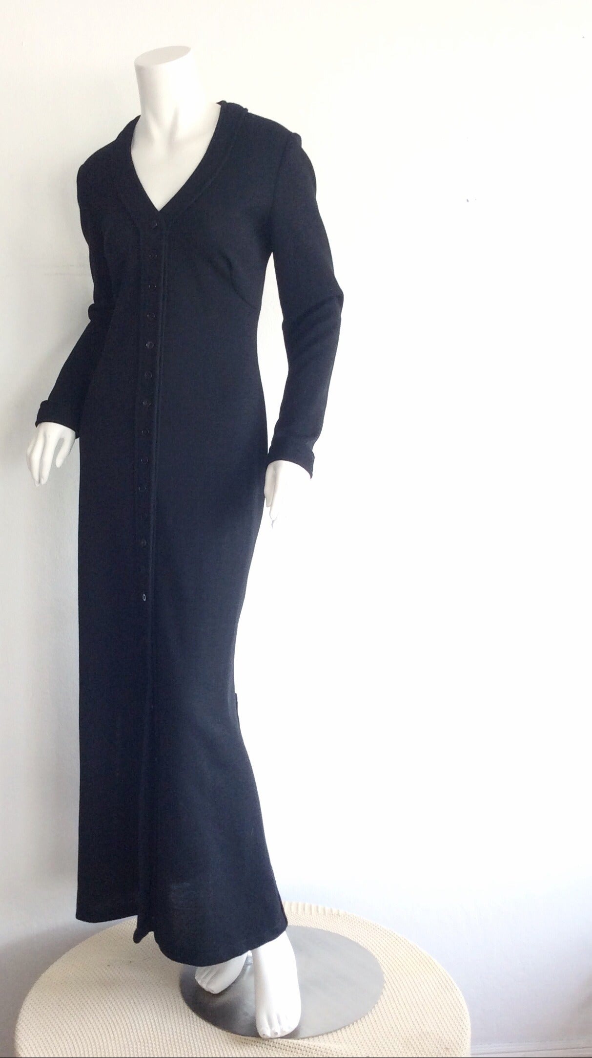 Incredible Vintage Mary Quant for Bonwit Teller Black Wool Shirt Dress 2