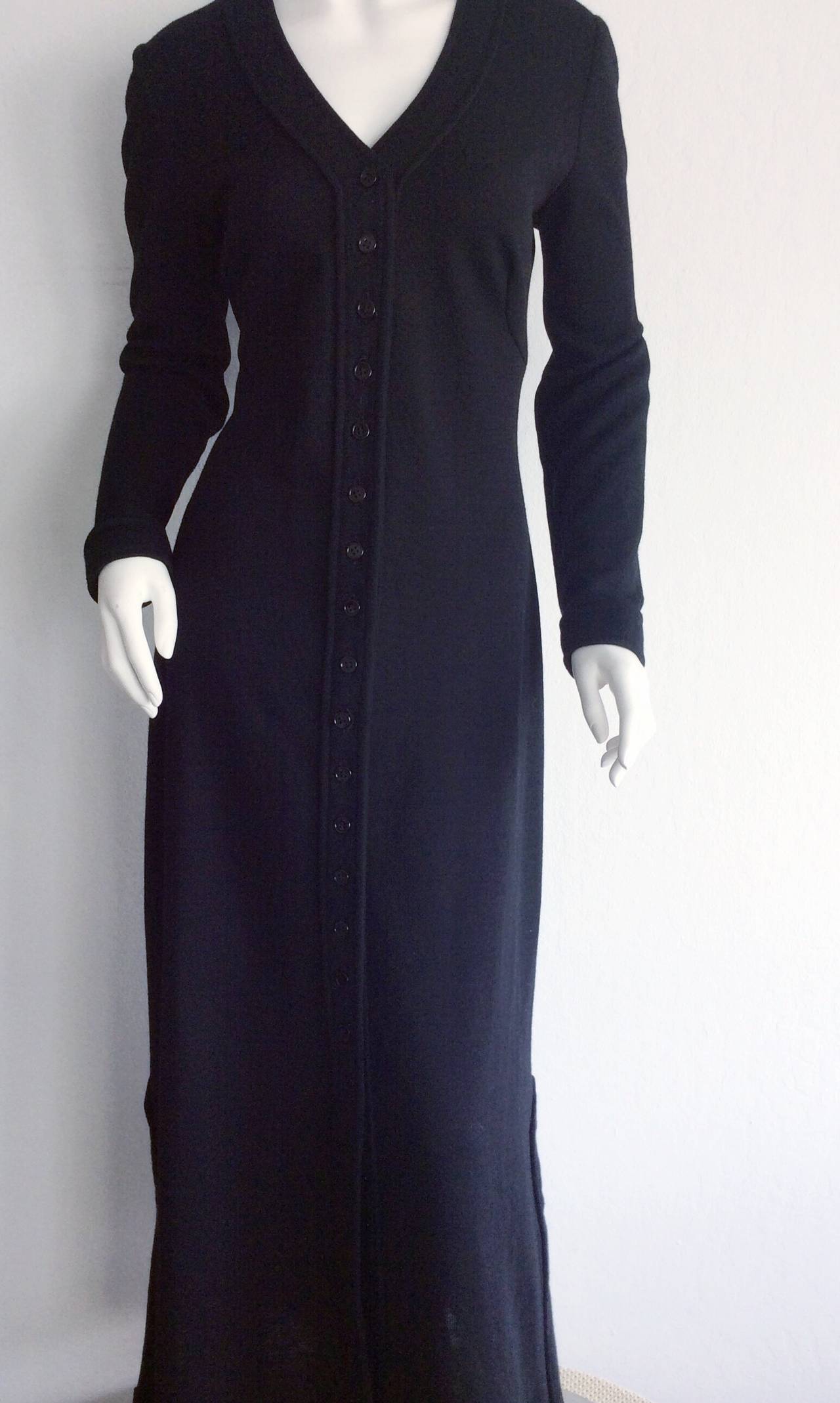 Incredible Vintage Mary Quant for Bonwit Teller Black Wool Shirt Dress 3