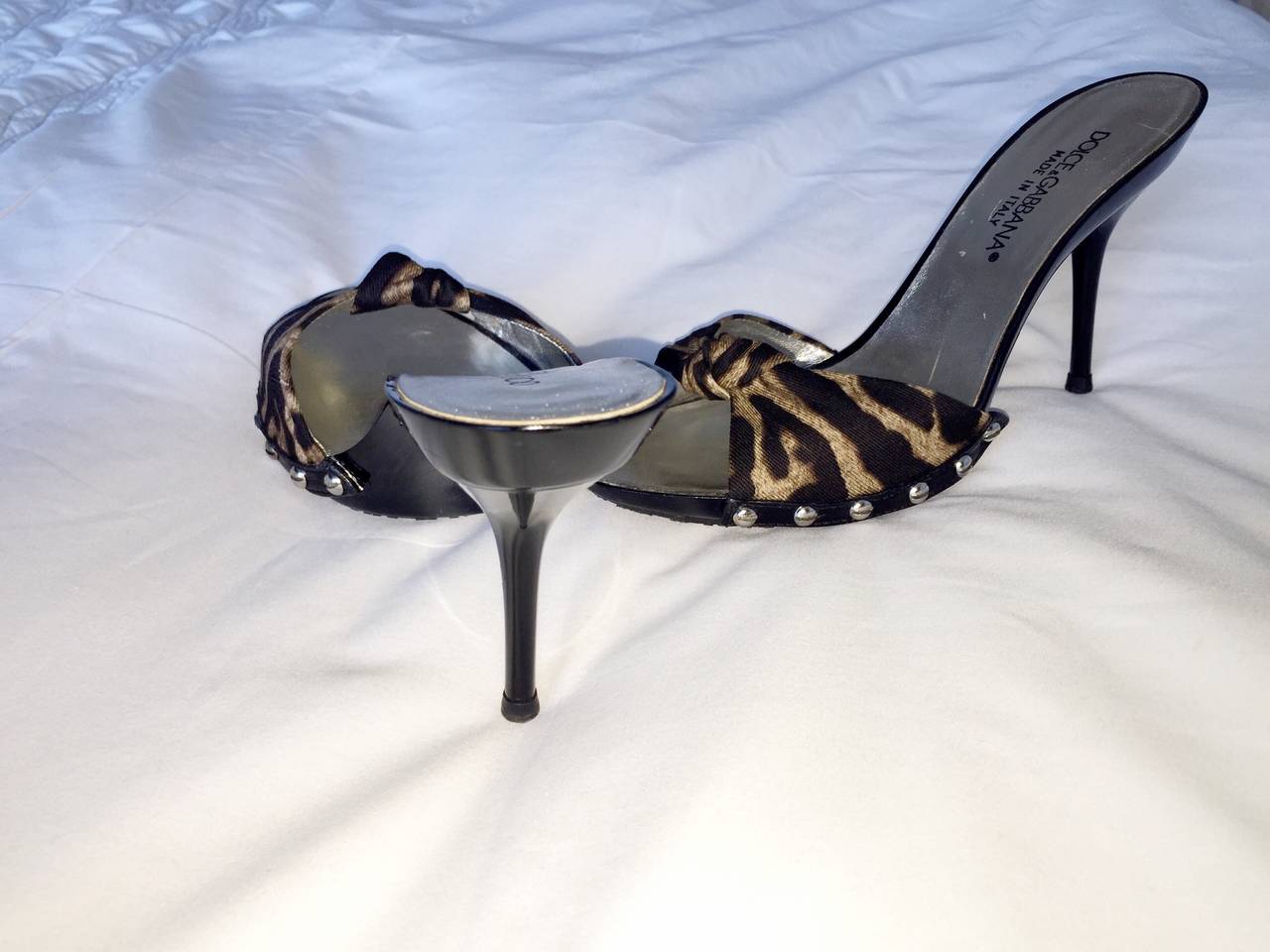 Brand New Dolce & Gabbana Leopard Cheetah Slides / Heels Size 36 US 6 2