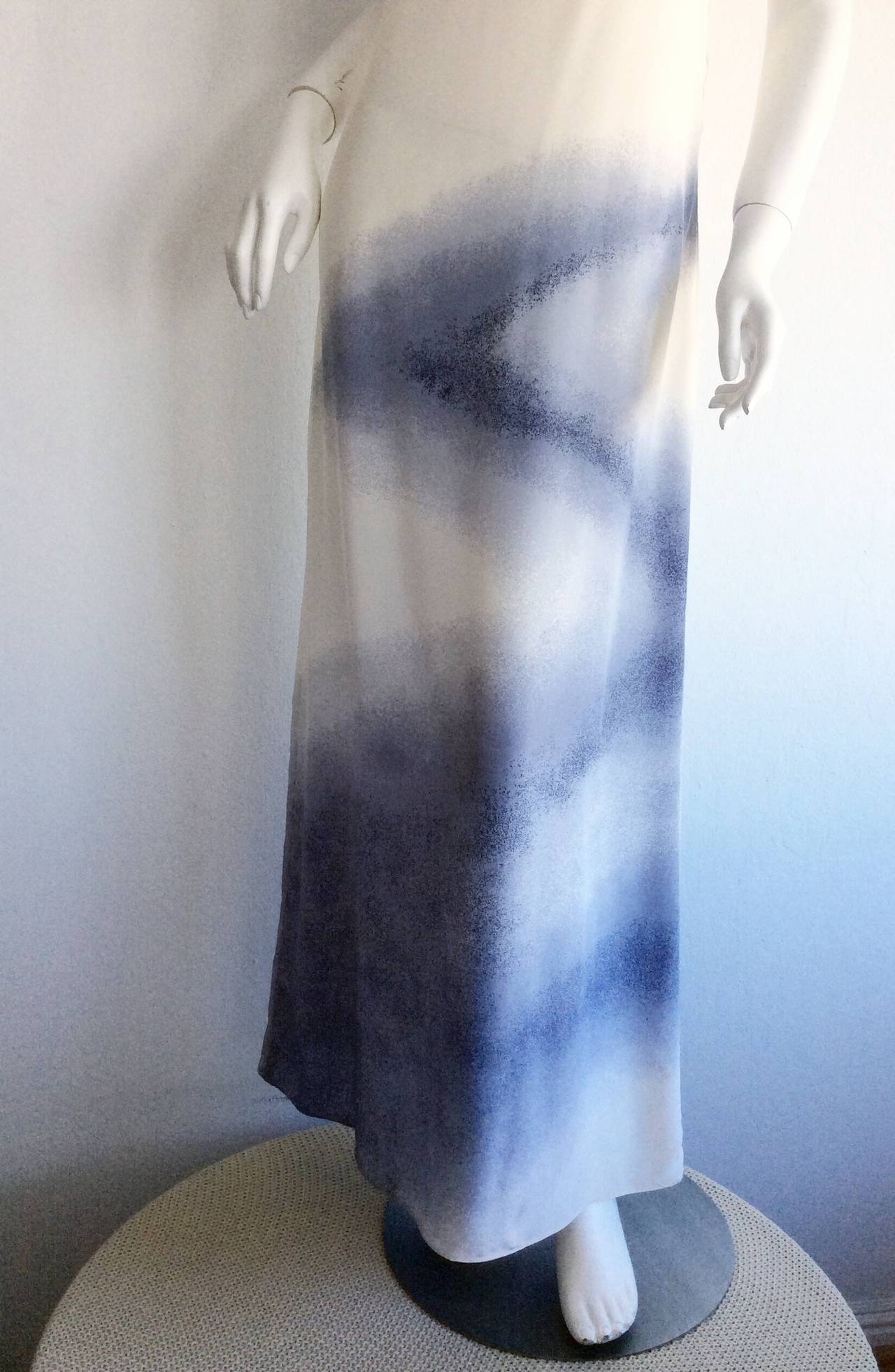 Gray Vintage Halston Breathtaking Documented Ombre Avant Garde Silk Dress For Sale