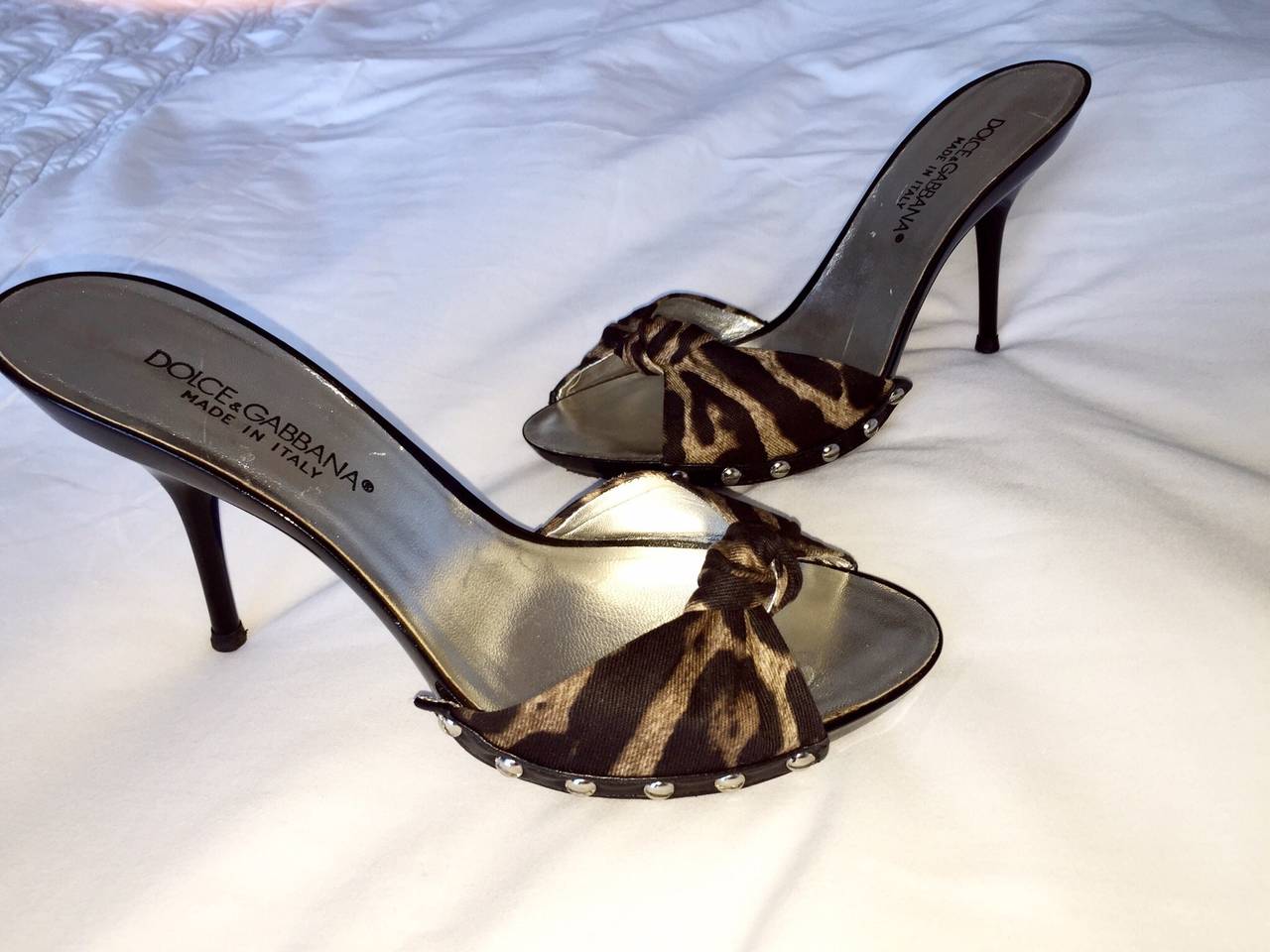 Women's Brand New Dolce & Gabbana Leopard Cheetah Slides / Heels Size 36 US 6