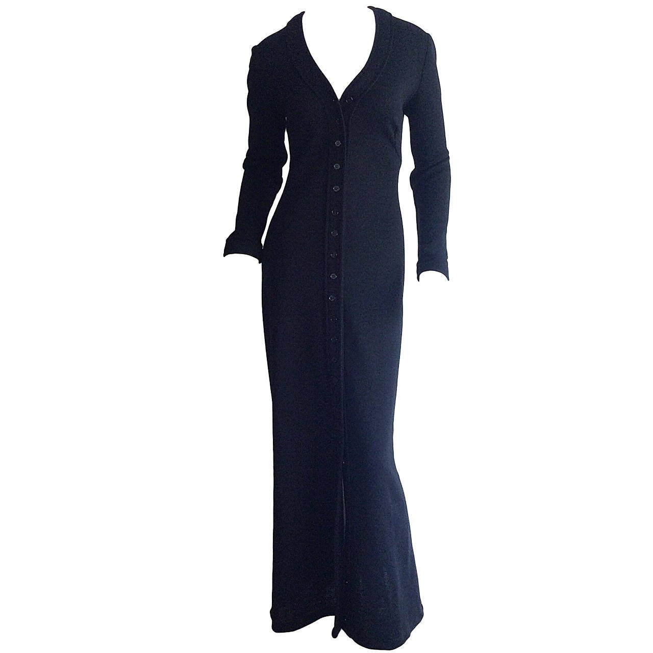 Incredible Vintage Mary Quant for Bonwit Teller Black Wool Shirt Dress