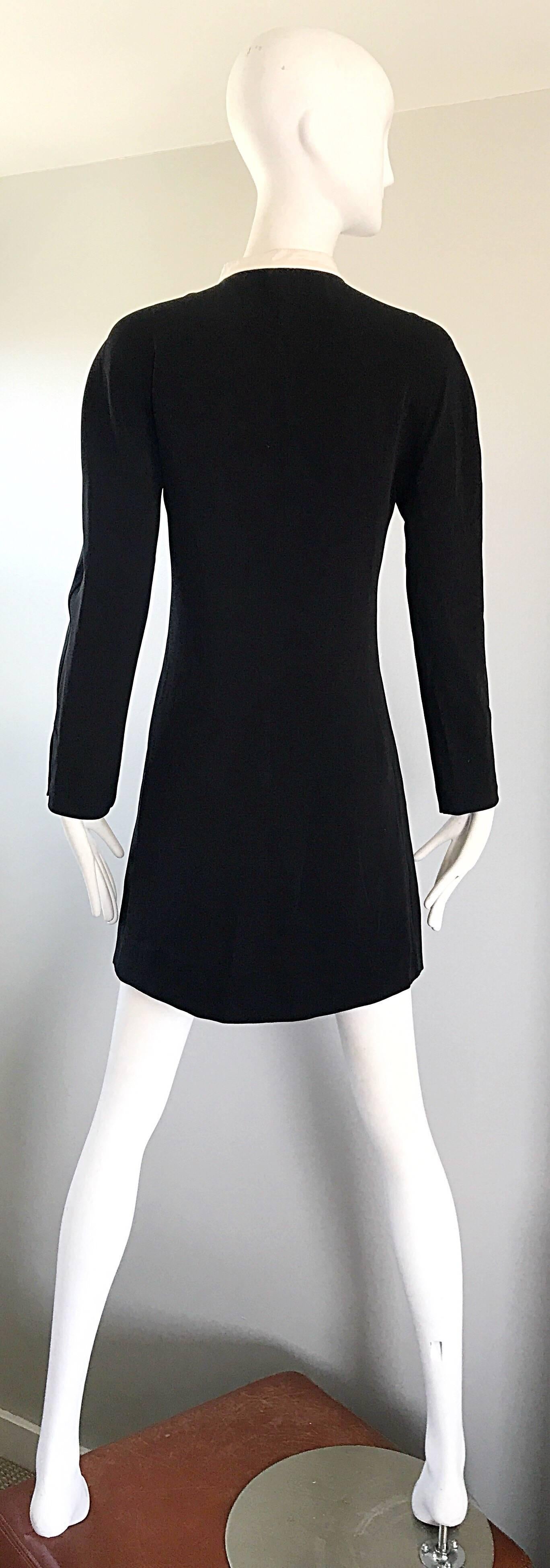 Vintage Kritizia Black and White Long Sleeve Chic Tailored Tuxedo Dress  1