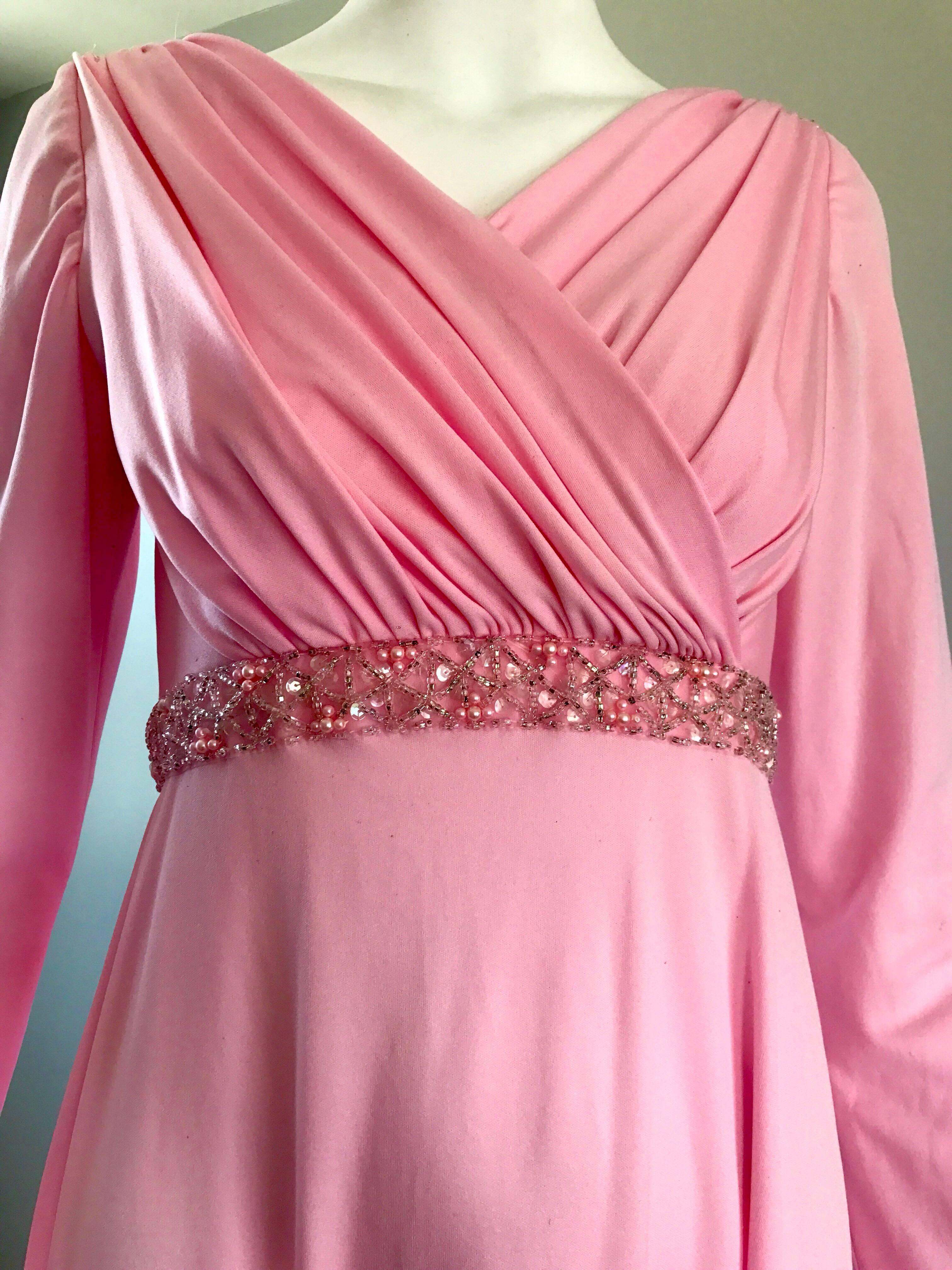 light pink long sleeve maxi dress