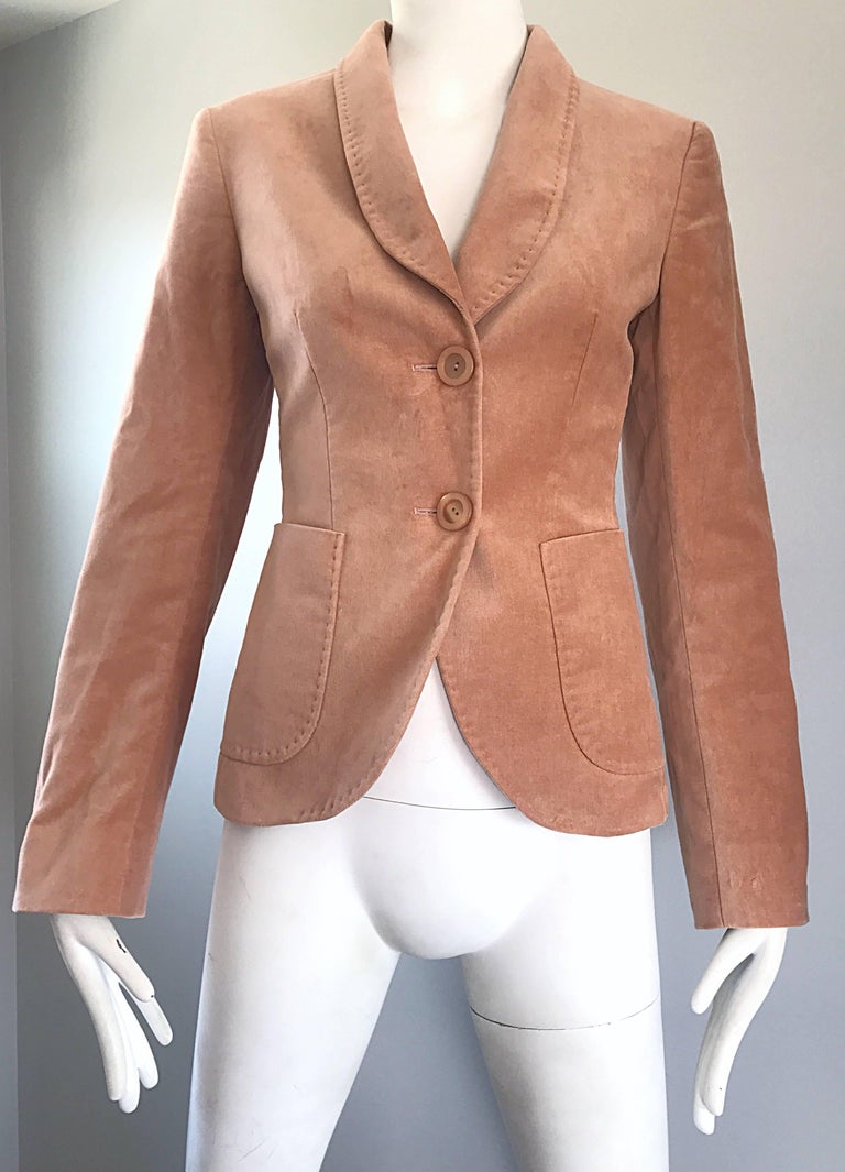 Max Mara 1990s Pink Dusty Rose Vintage Velvet Size 6 90s ...