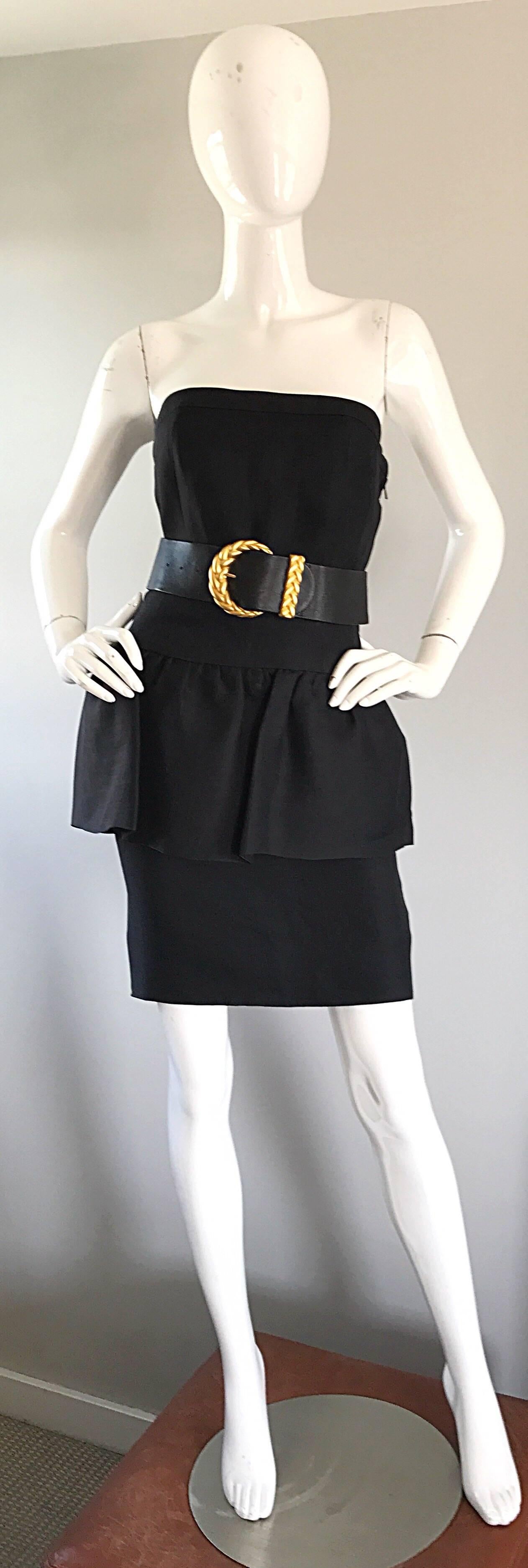 Chic 1990 Anne Klein for Calderon Noir et Or Vintage 90s Classic Large Belt en vente 4