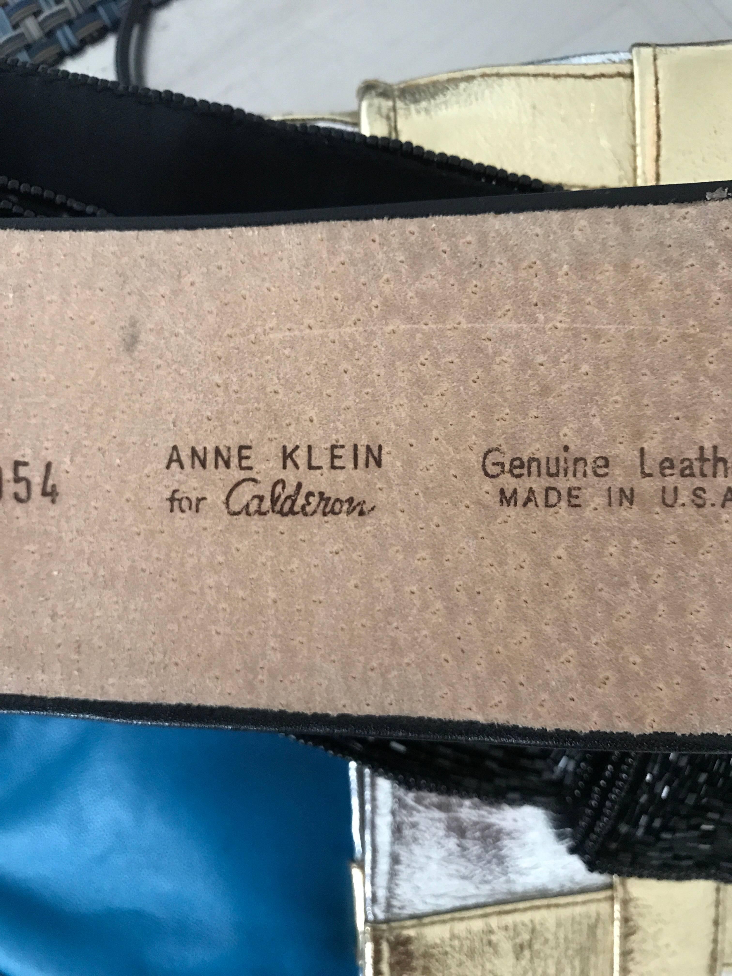 Chic 1990 Anne Klein for Calderon Noir et Or Vintage 90s Classic Large Belt en vente 5