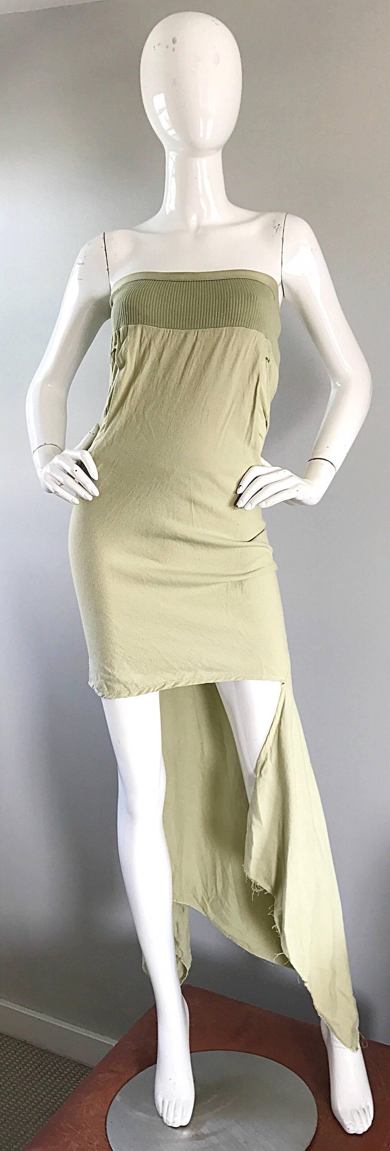 princess polly baby blue dress Rick Owens Women's Brown 'Athena Arrowhead' Asymmetric Long Dress With  Ruched Neckline And Side Single Slit main image 1