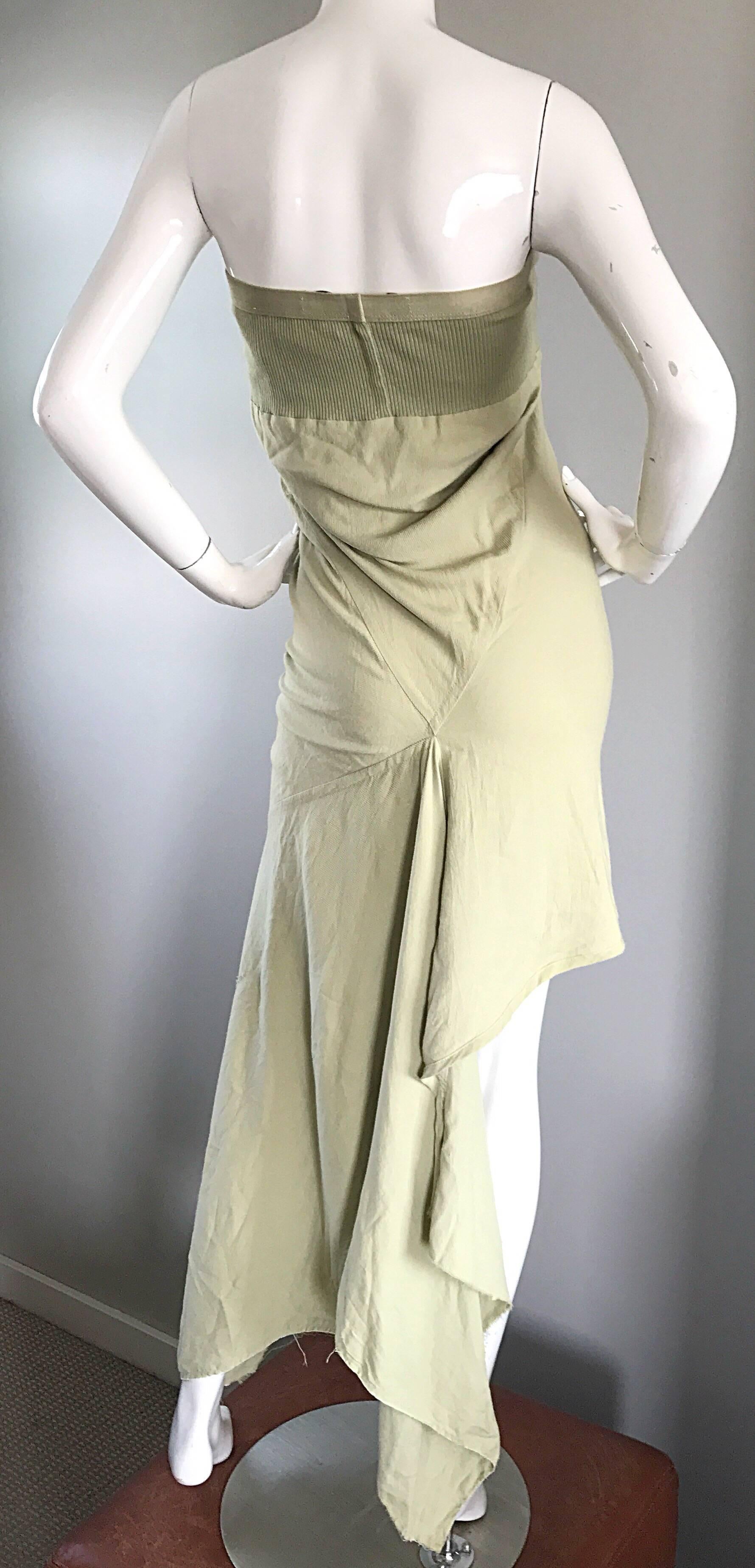 Neu Rick Owens ' Queen ' F/W '04 Trägerloses hellgrünes asymmetrisches Kleid Damen im Angebot