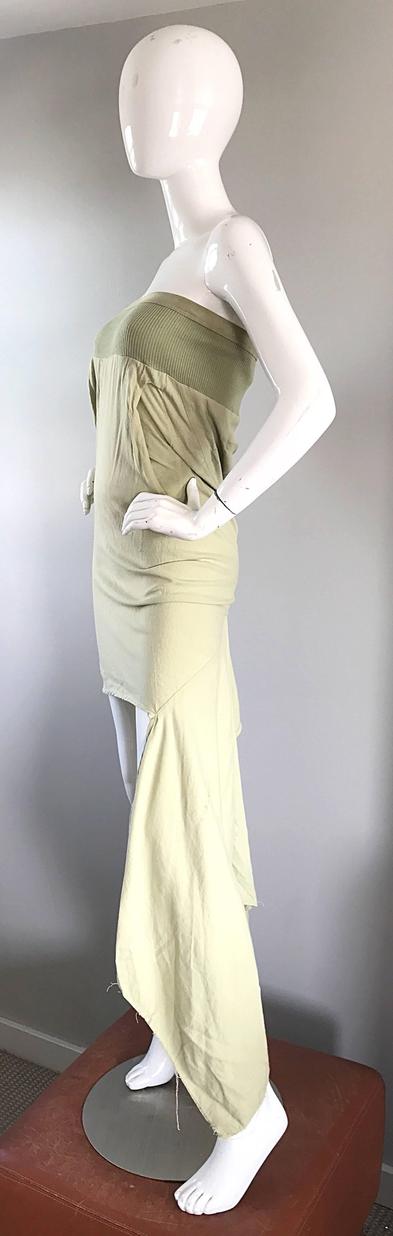 Neu Rick Owens ' Queen ' F/W '04 Trägerloses hellgrünes asymmetrisches Kleid im Angebot 3