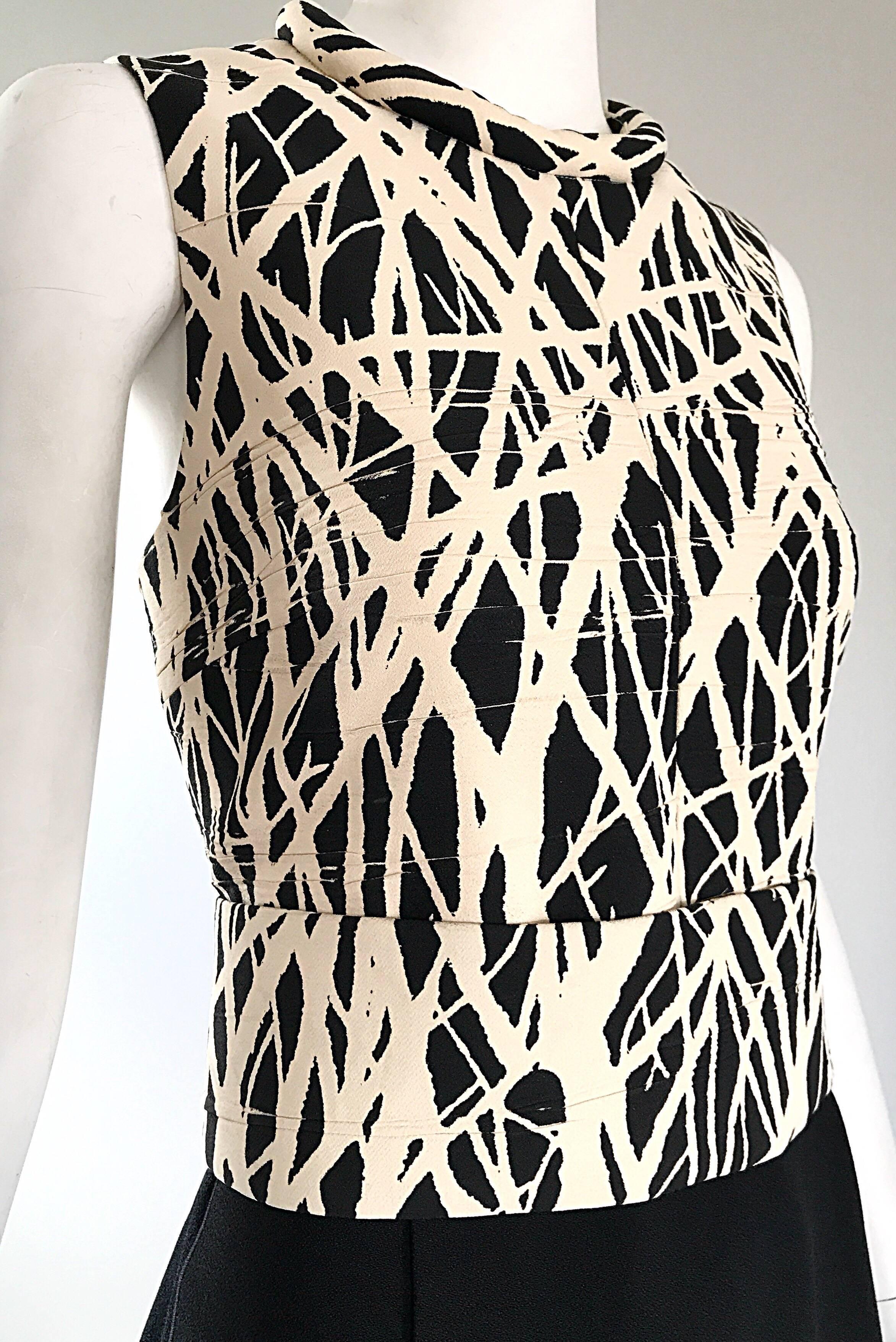 Women's New Proenza Schouler Size 8 Black and White Abstract 1960s Style A Line Dress For Sale