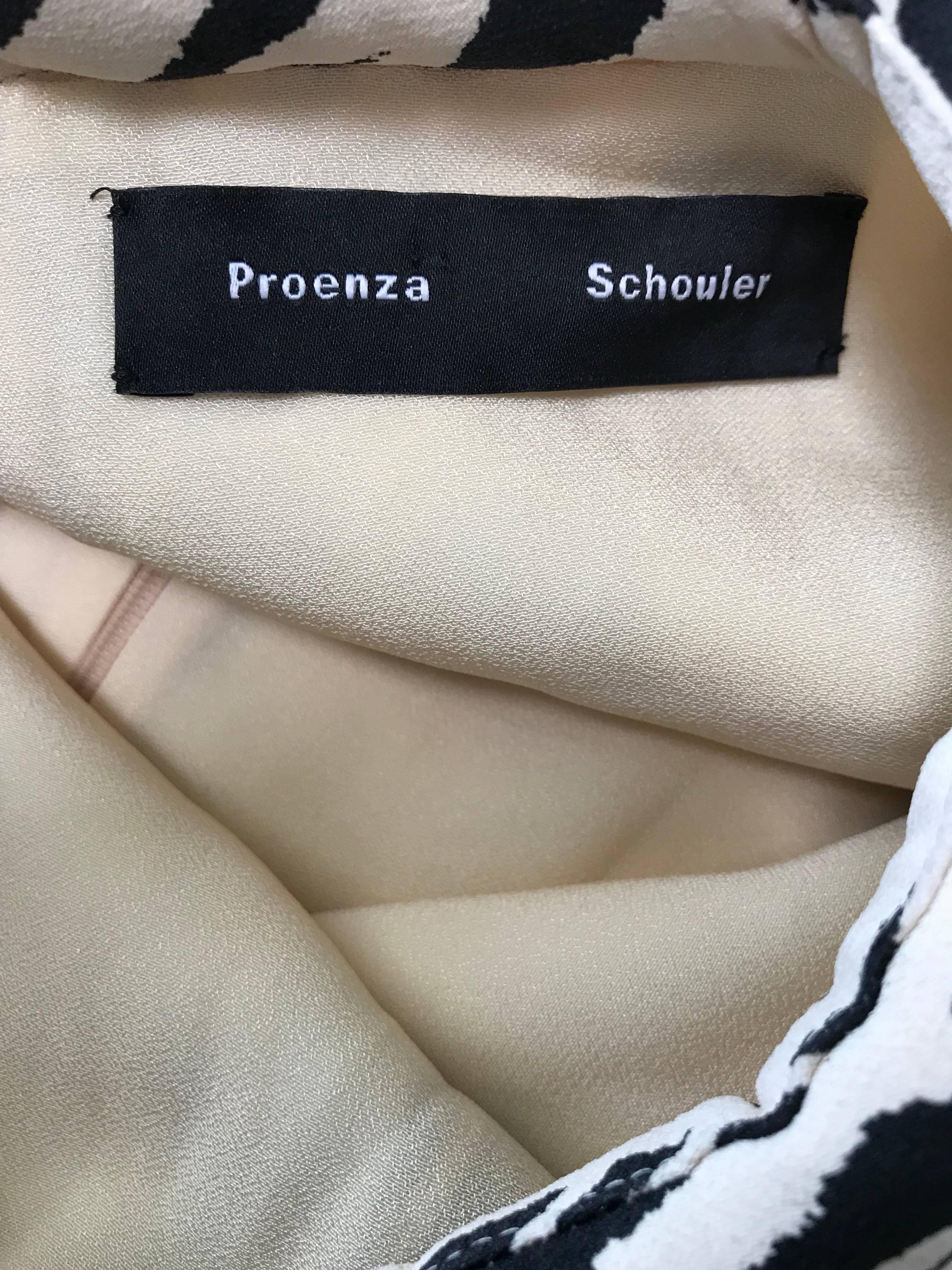 New Proenza Schouler Size 8 Black and White Abstract 1960s Style A Line Dress For Sale 3