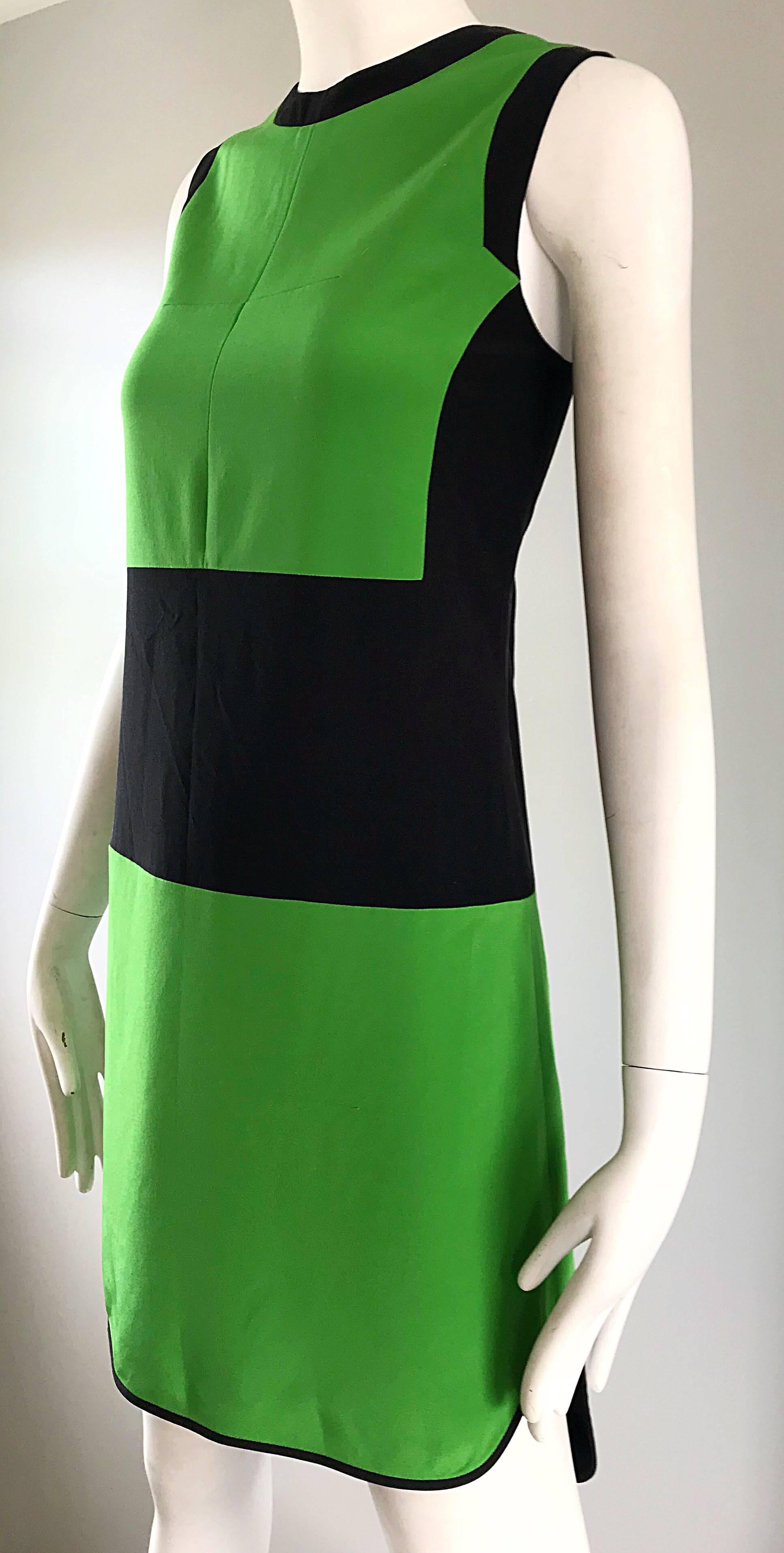 green and black colorblock dress