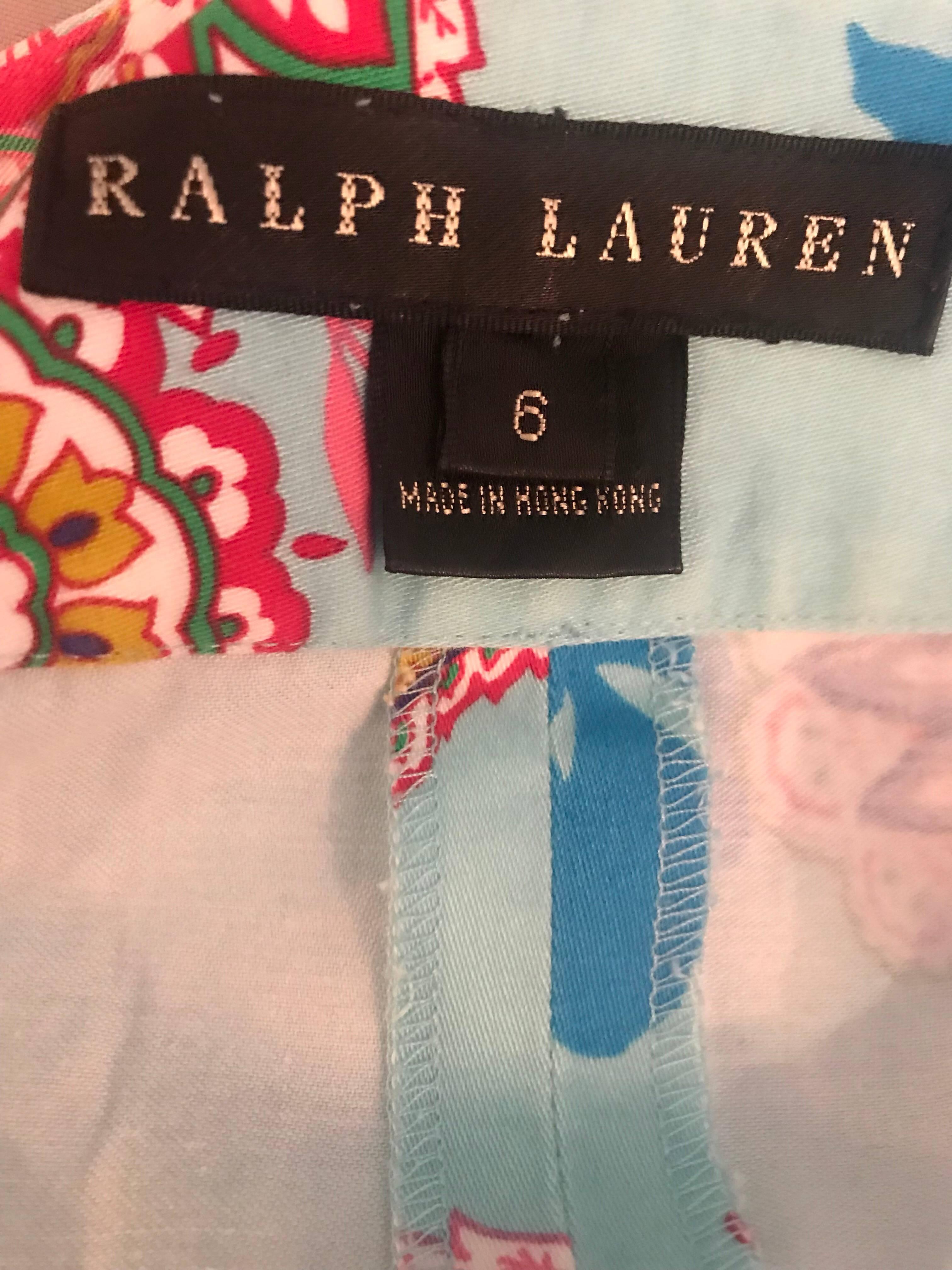 1990s Ralph Lauren Black Label Size 6 Paisley Vintage 90s Cotton Mini Skirt For Sale 4
