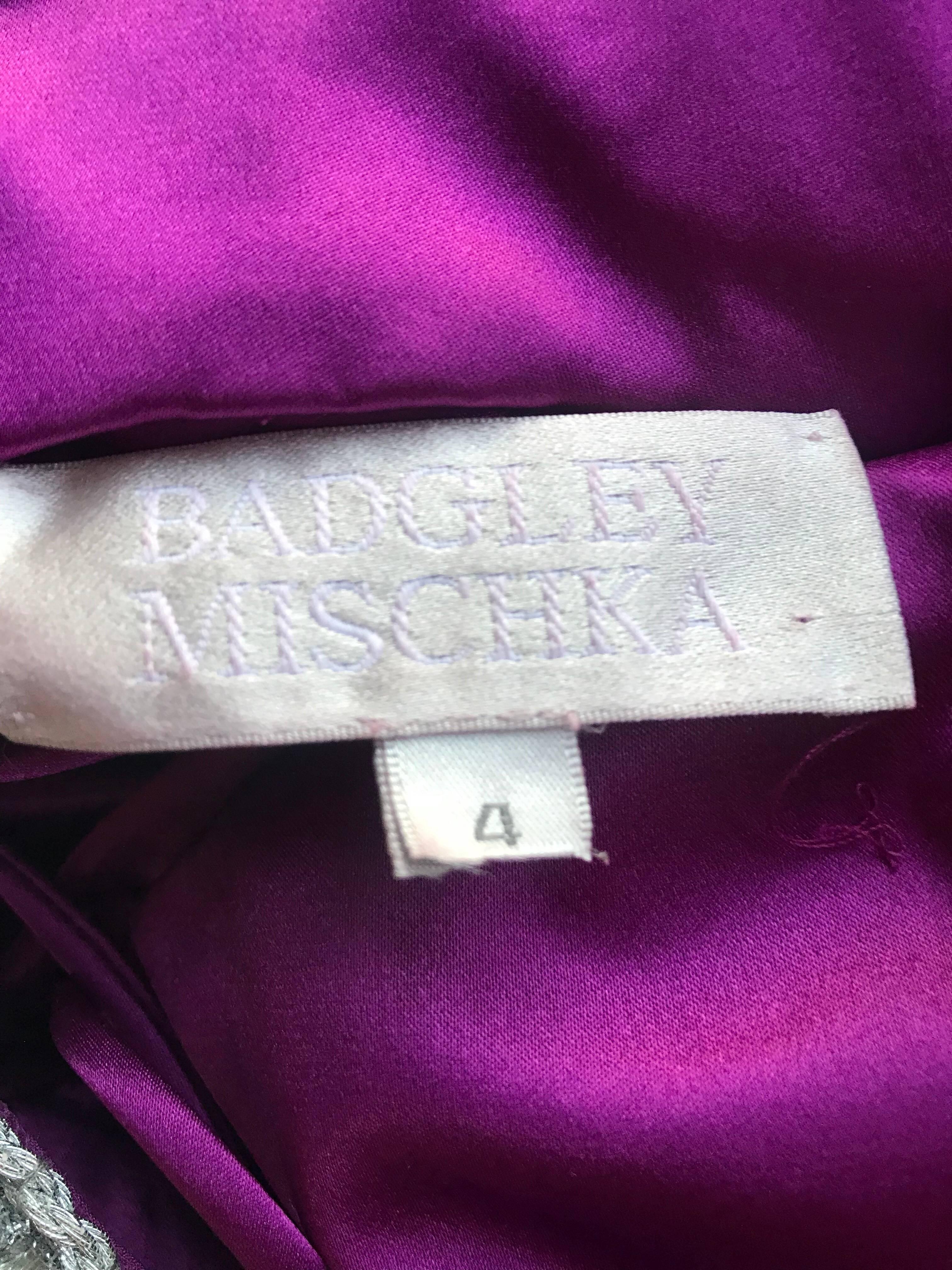 1990s Badgley Mischka Sz 4 6 Purple Silk Chiffon Rhinestone Vintage Grecian Gown 4