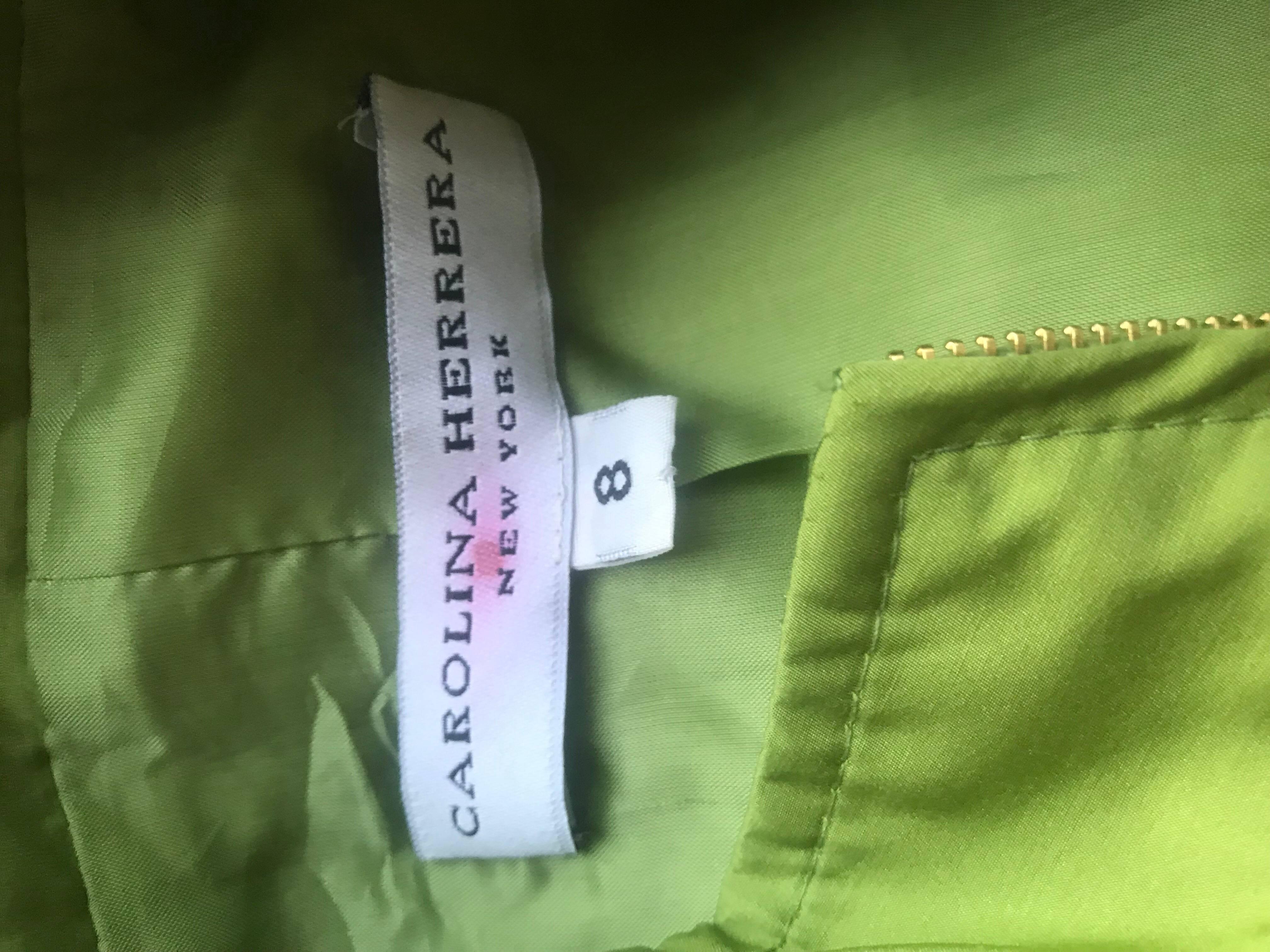 New 1990s Carolina Herrera Size 8 Lime Green Silk Cotton Vintage 90s Shirt Vest  For Sale 3