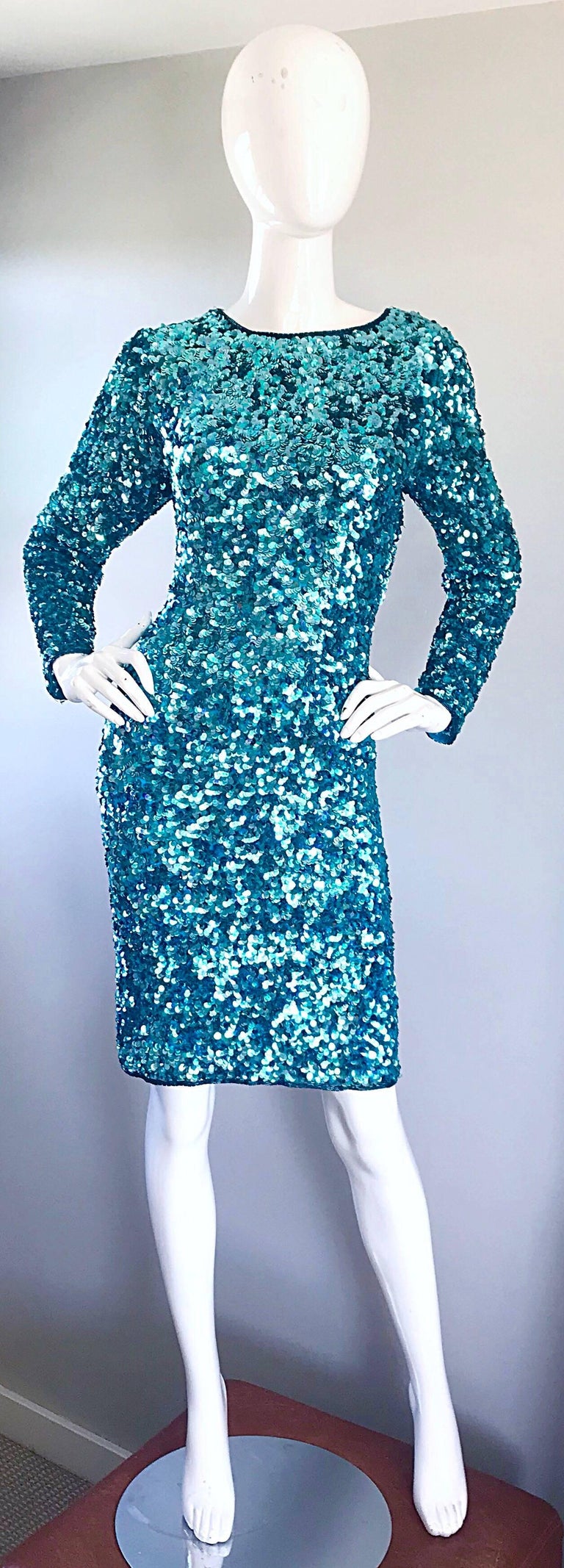 turquoise sequin gown