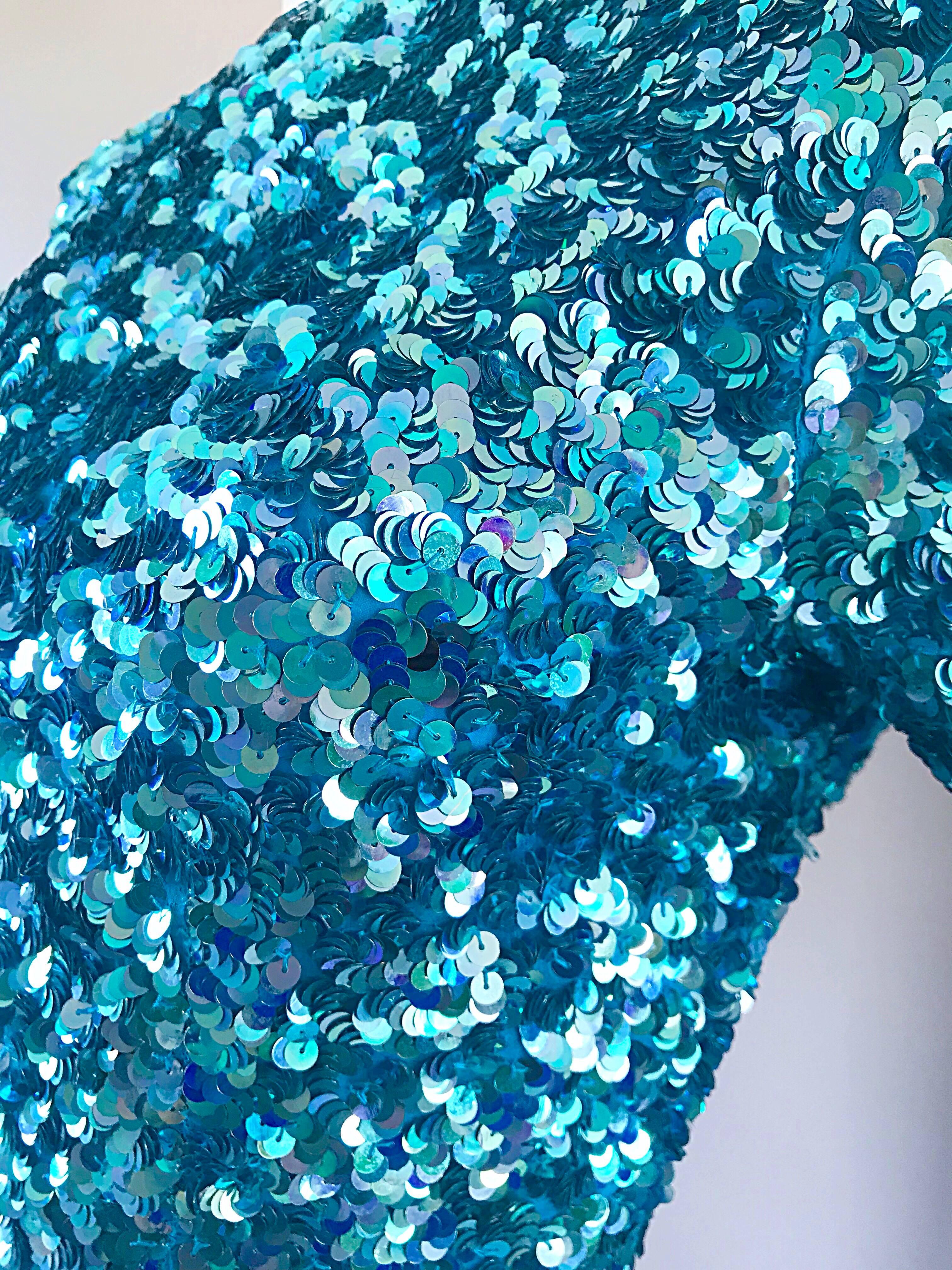 turquoise blue sequin dress
