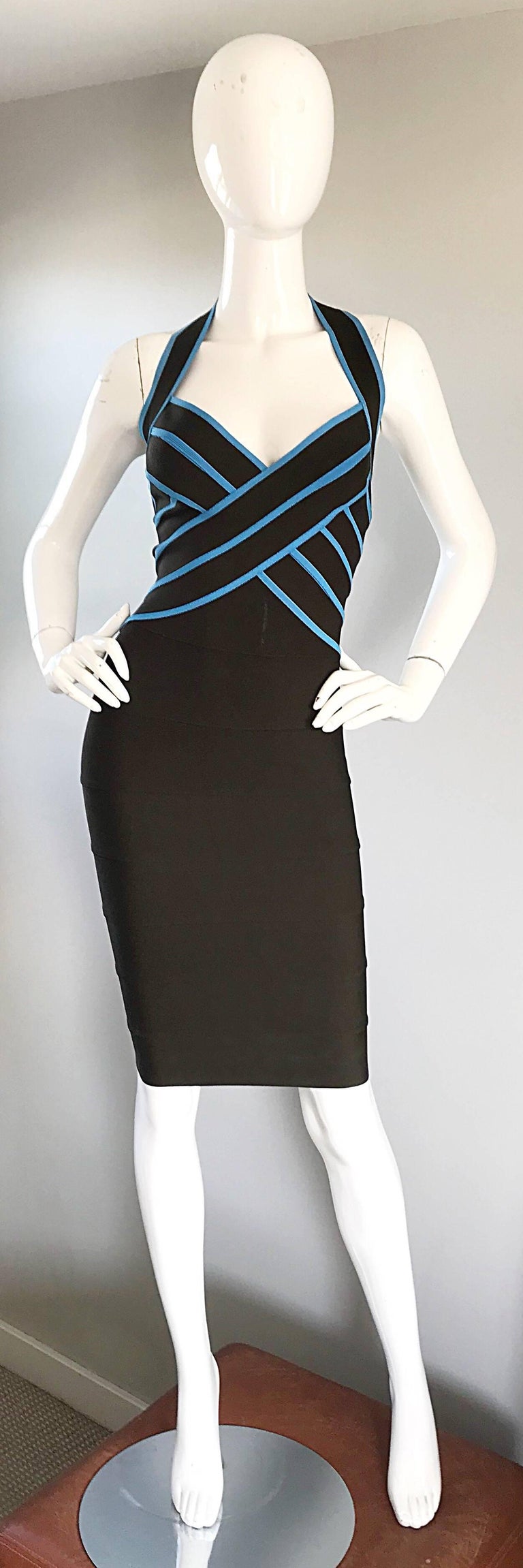 Vintage 90s Couture Collectible Rare Herve Leger Designer Bandage Dress  Brown Strapless Wiggle Size Small Womens -  Norway