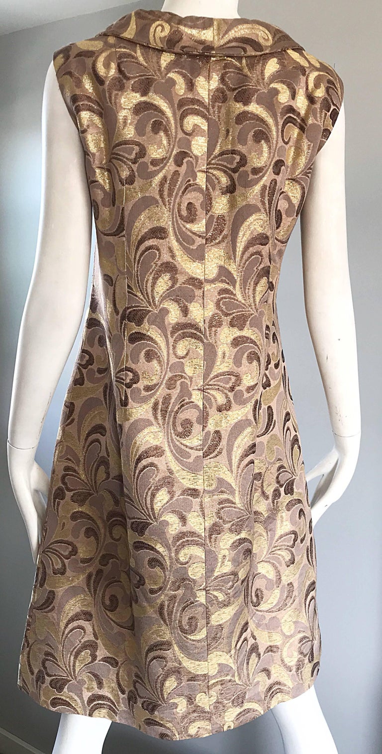 women's metallic brocade a-line dress Strapless A-line full-length metallic brocade dress – John Paul Ataker main image 0